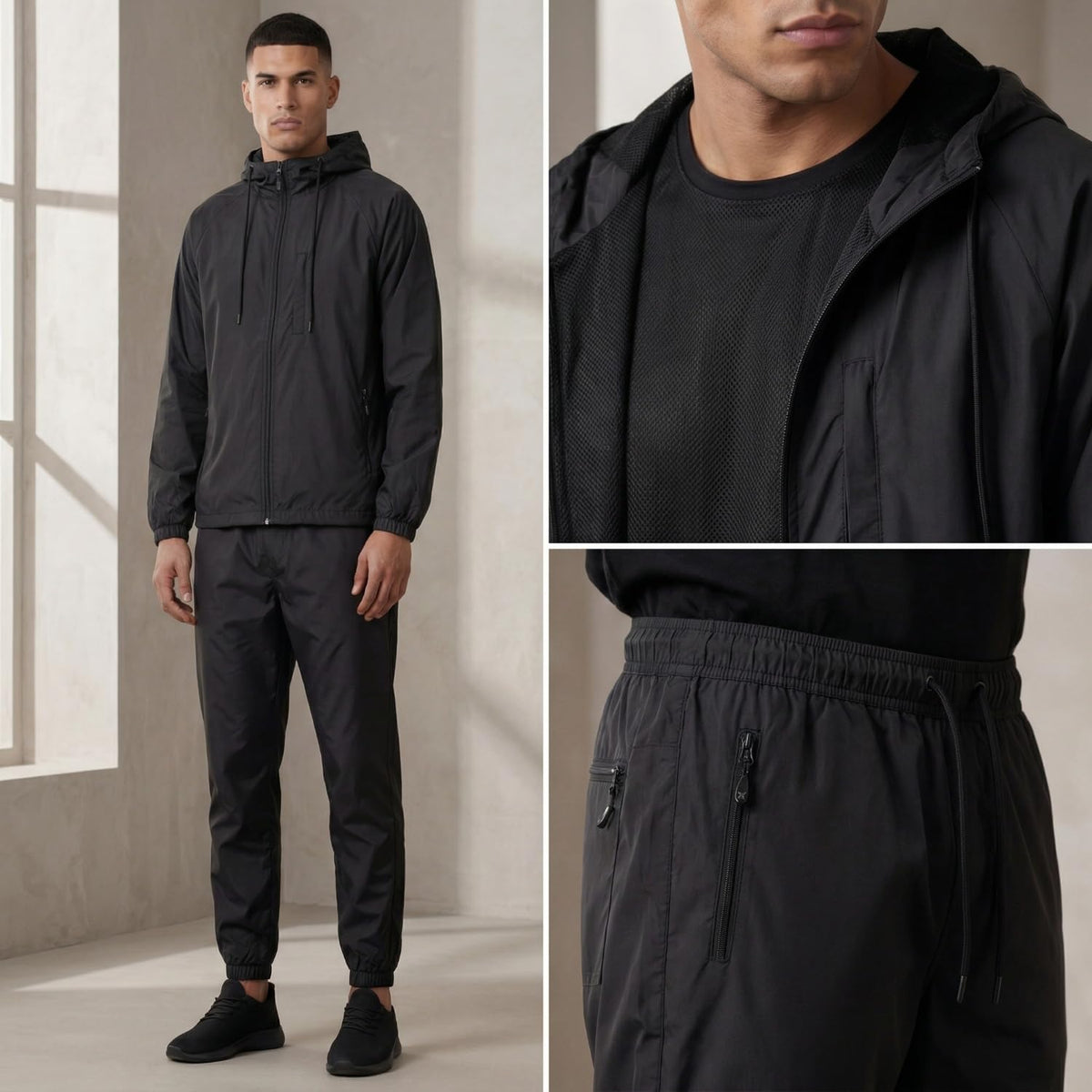 Men's 2-Piece Lightweight Windbreaker Tracksuit Set
