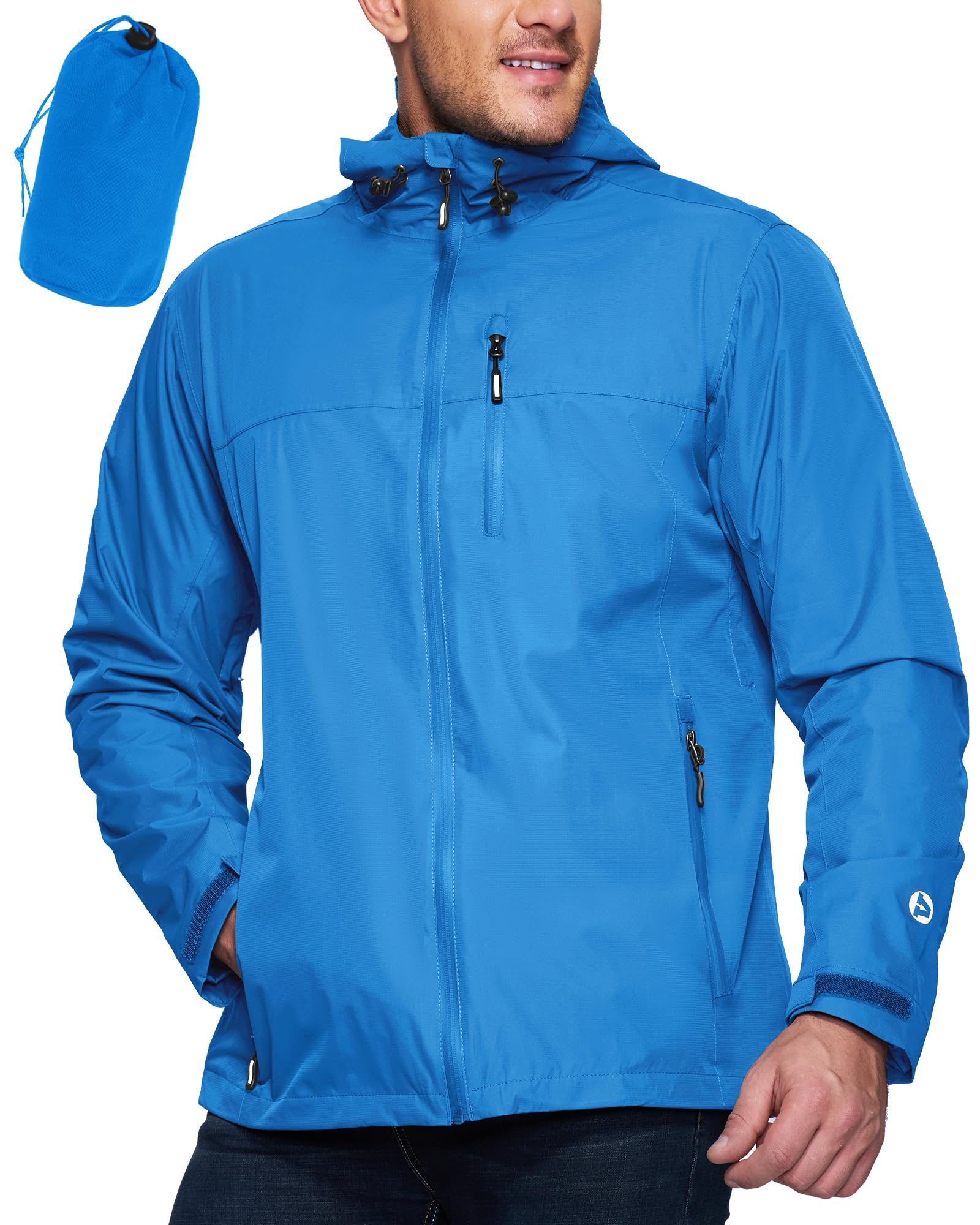 Men's Waterproof Lightweight Packable Rain Jacket