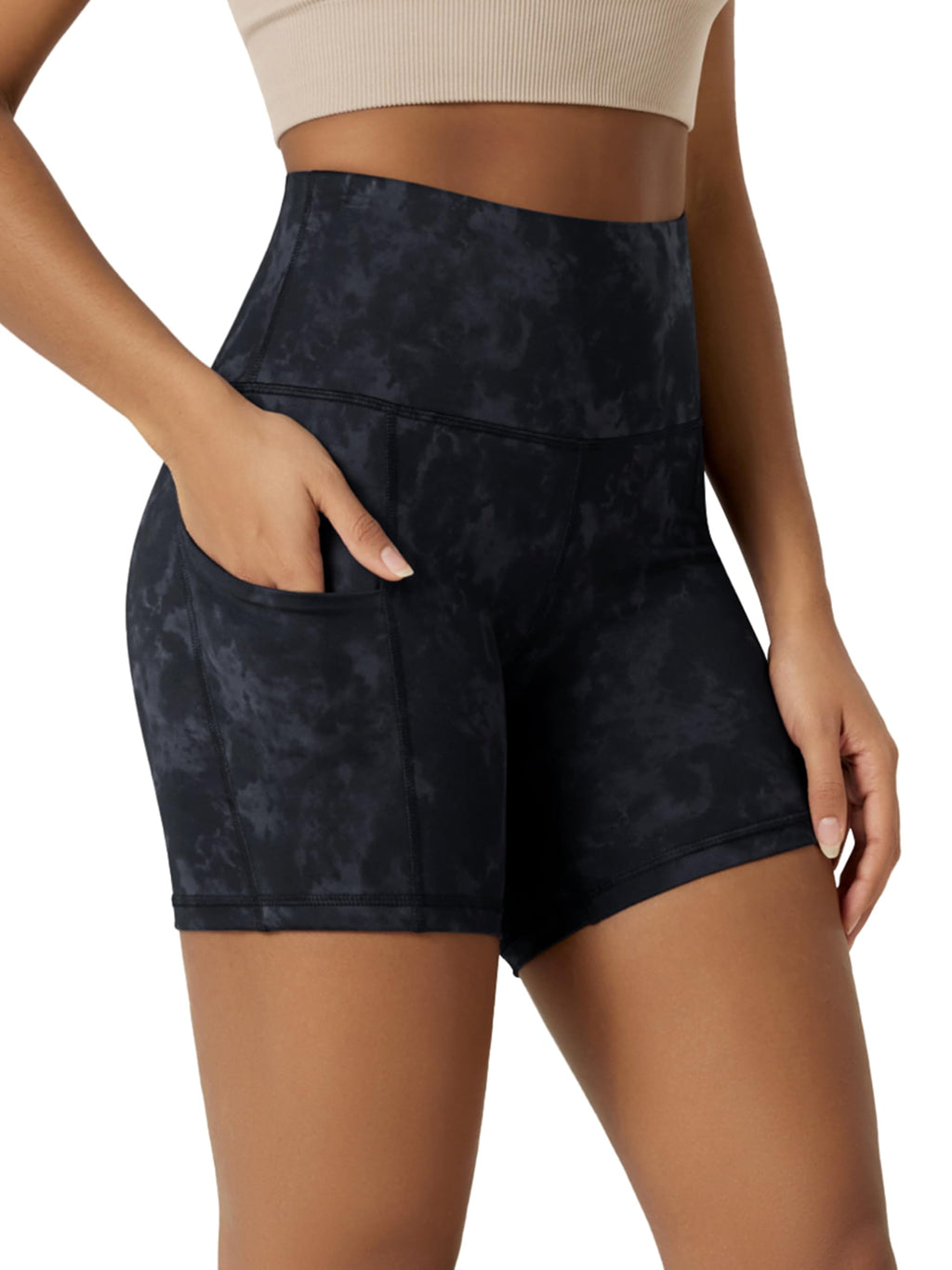 Women's High-Waist Tummy-Control Biker Shorts with Pockets