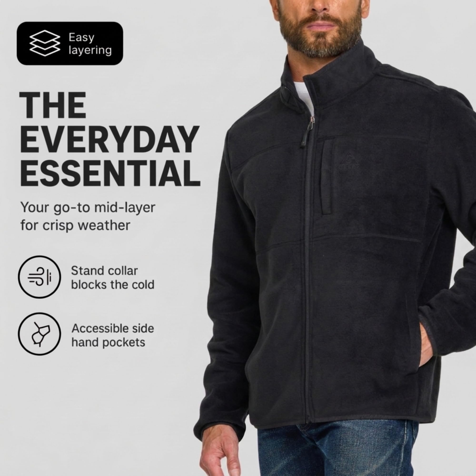 Men's Lightweight Full-Zip Polar Fleece Jacket