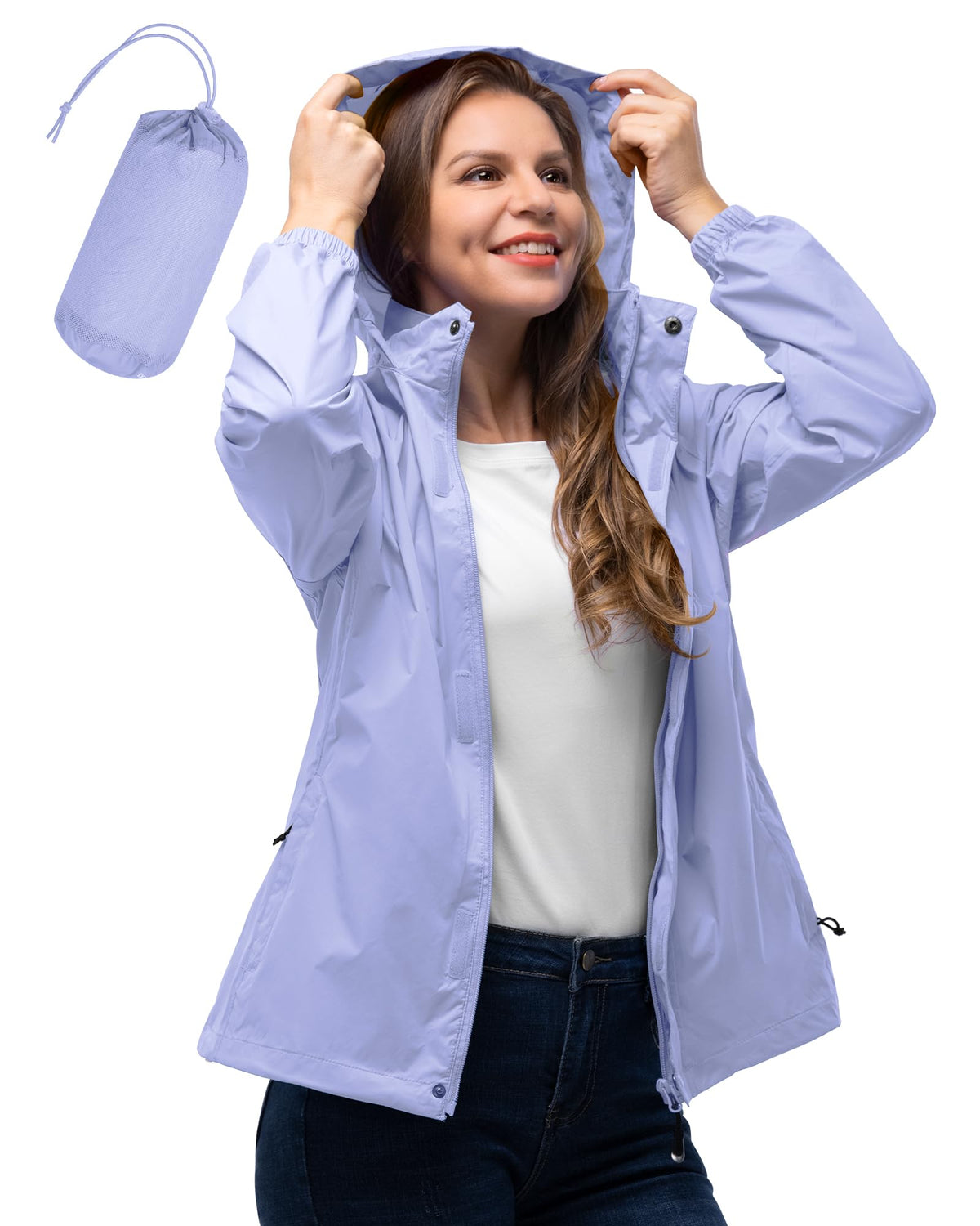 Women's Lightweight Waterproof Packable Rain Jacket