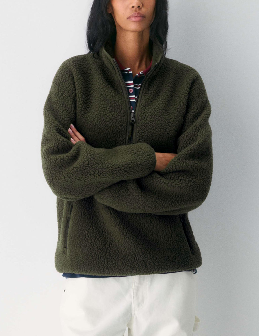 Women's Quarter-Zip Sherpa Fleece Pullover Jacket
