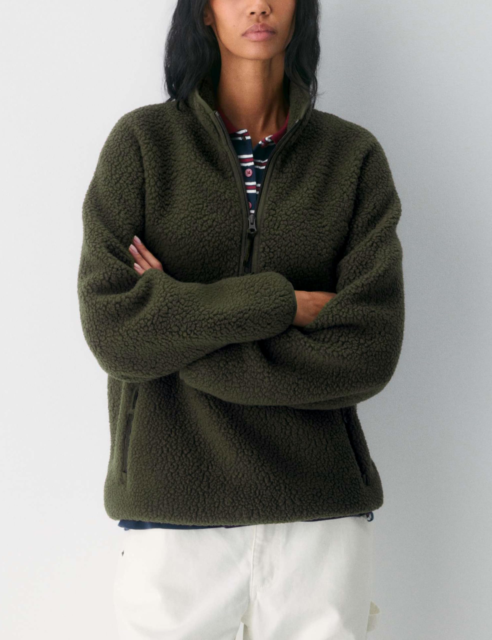 Women's Quarter-Zip Sherpa Fleece Pullover Jacket
