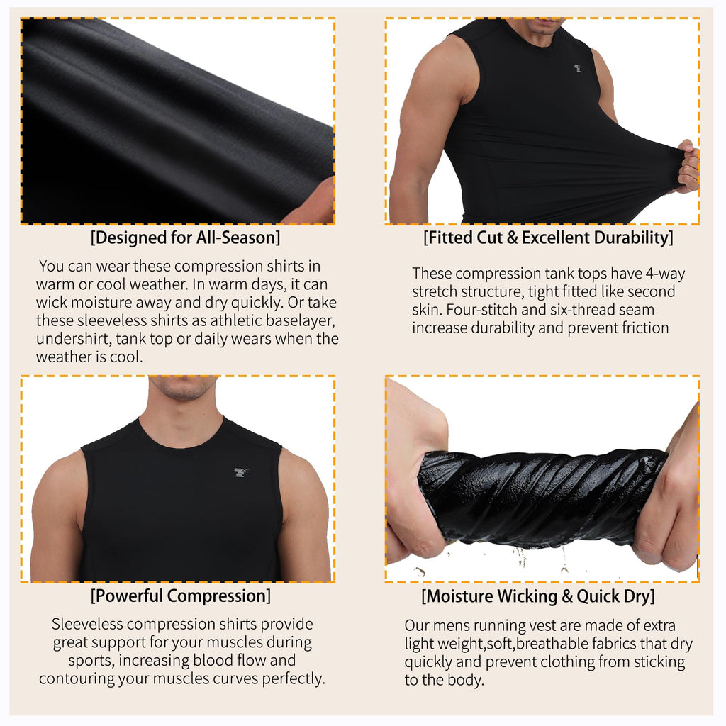 Men's 5-Pack Sleeveless Compression Training Tank Tops