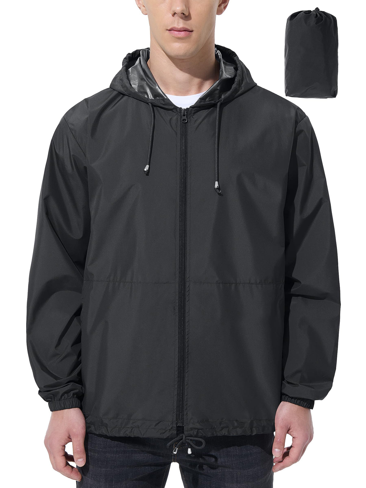 Men's Waterproof Lightweight Windbreaker Rain Jacket