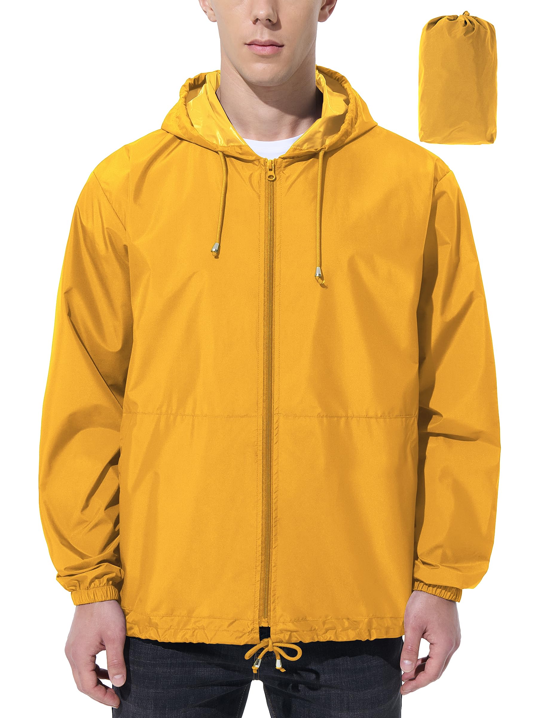 Men's Waterproof Lightweight Windbreaker Rain Jacket
