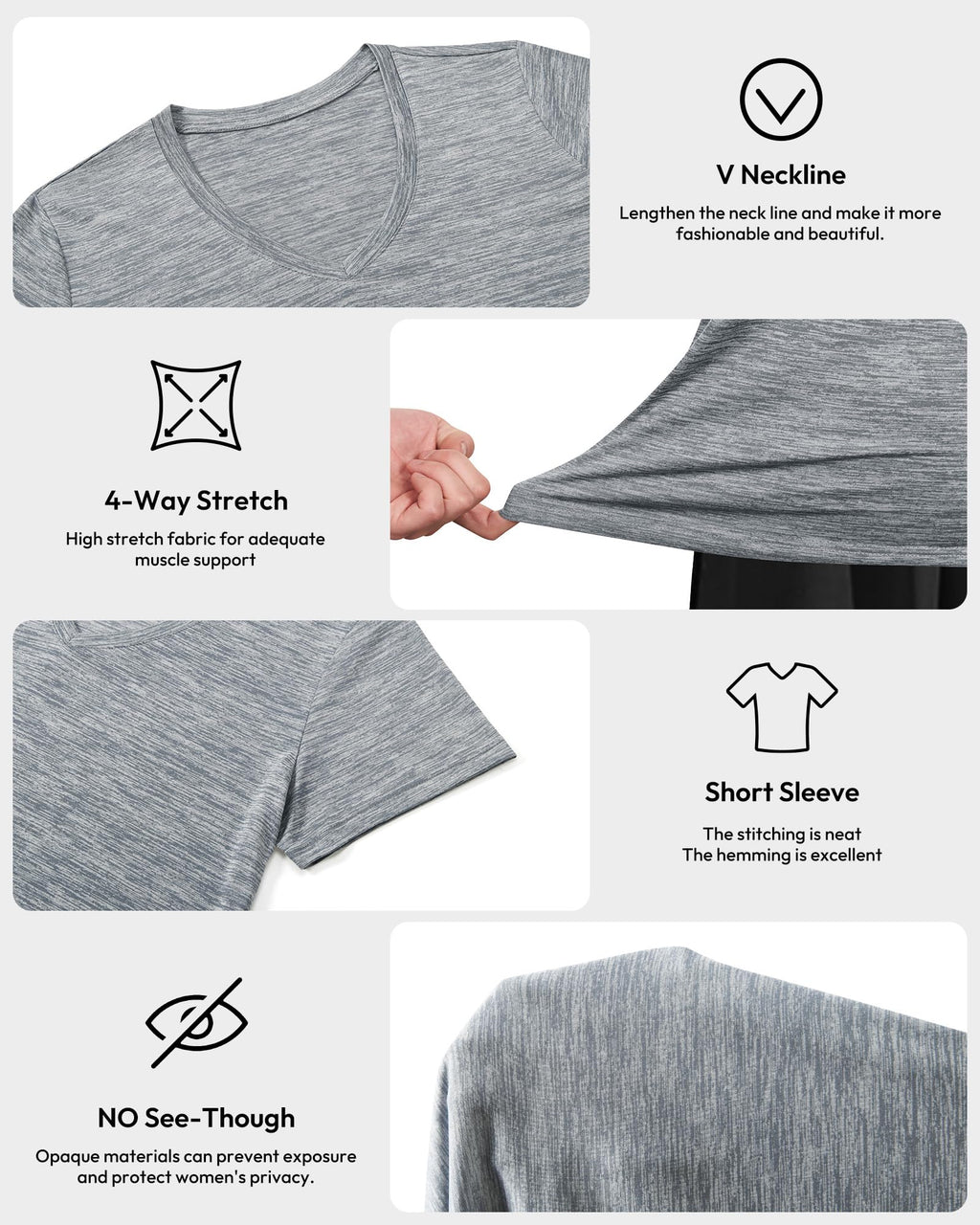 BALENNZ Workout Shirts for Women, Moisture Wicking Quick Dry Active Athletic Women's Gym Performance T Shirts