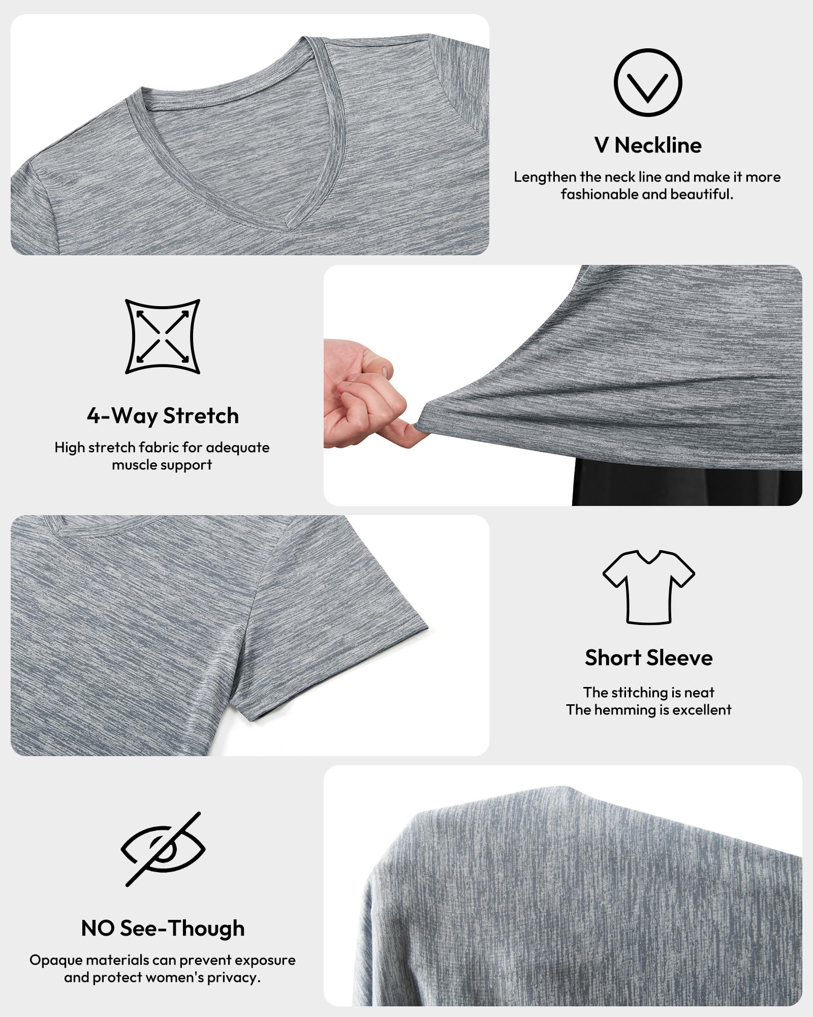 BALENNZ Workout Shirts for Women, Moisture Wicking Quick Dry Active Athletic Women's Gym Performance T Shirts