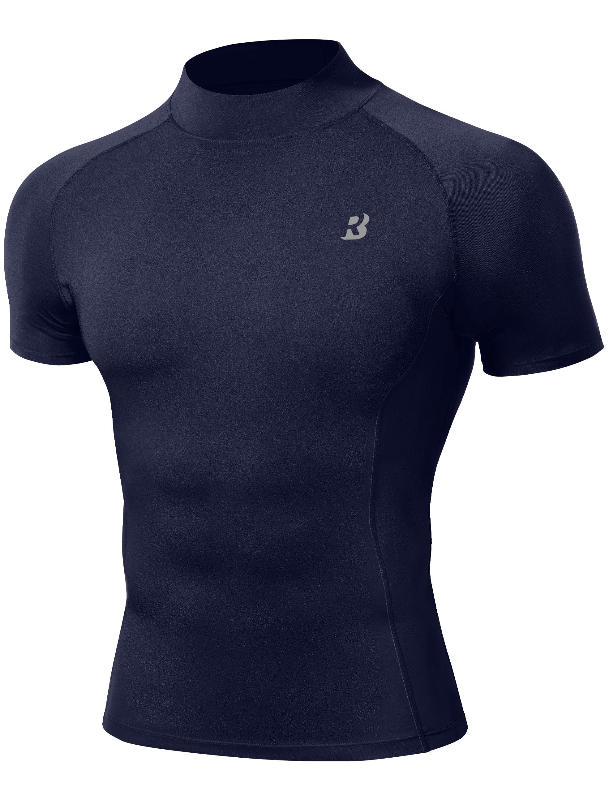 Men's Mock-Neck Short-Sleeve Compression Shirt
