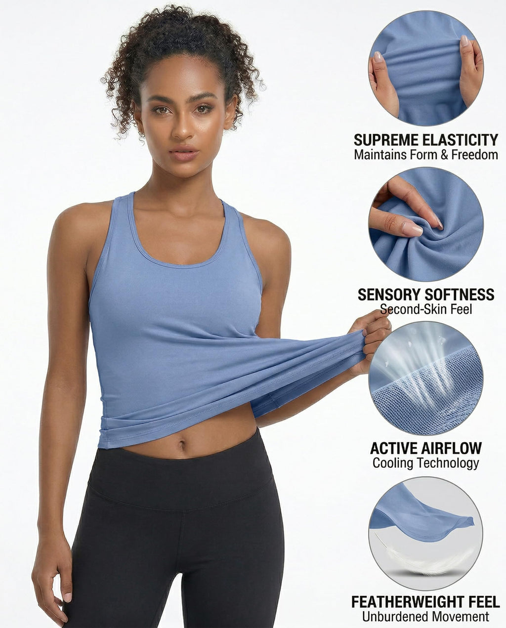 5 Pack Women's Workout Tank Tops Racerback Compression Sleeveless