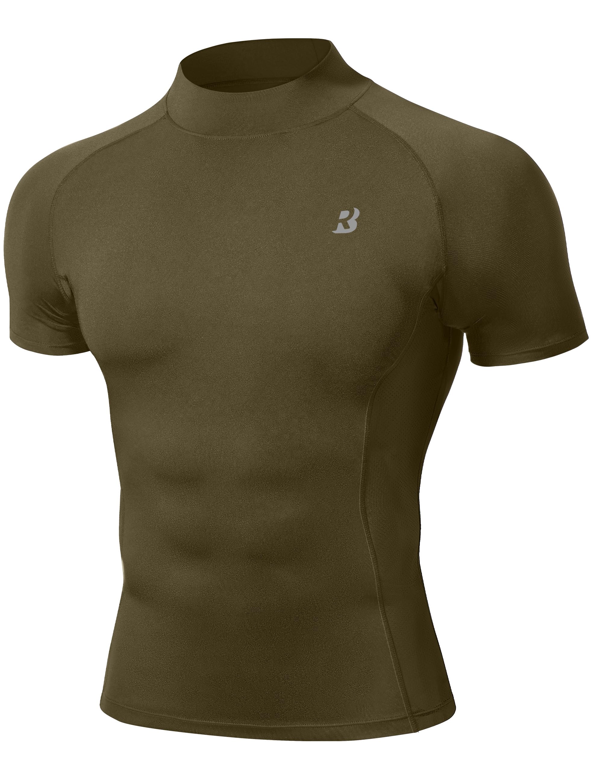 Men's Mock-Neck Short-Sleeve Compression Shirt