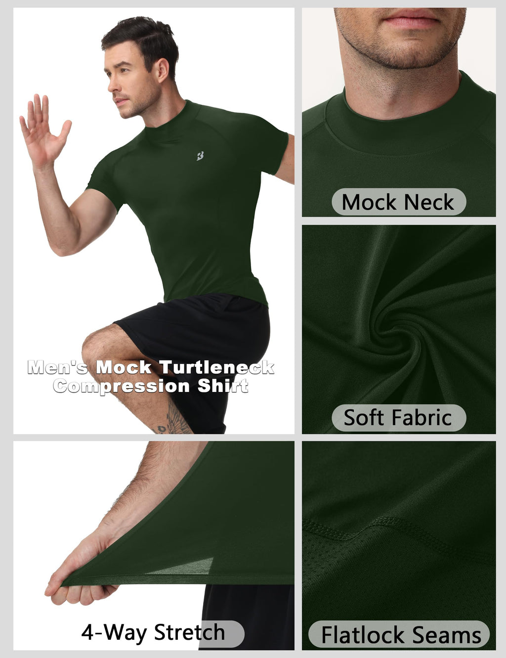 Men's Mock-Neck Short-Sleeve Compression Shirt