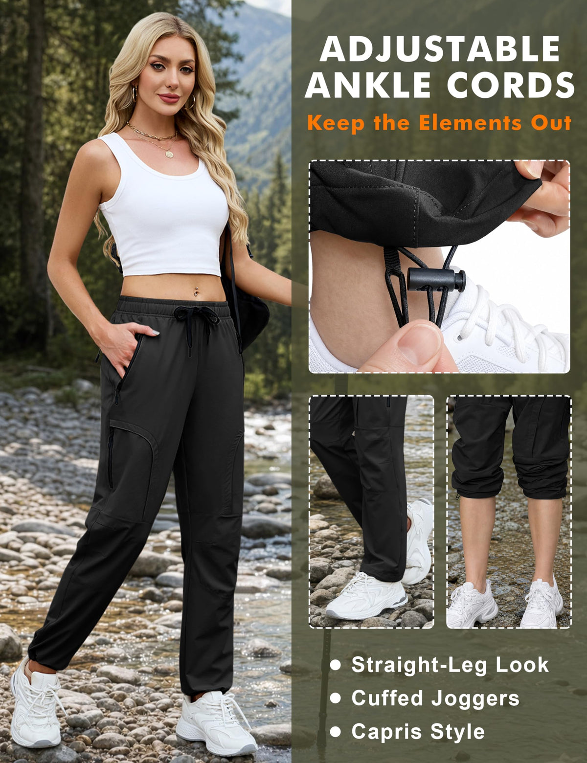 Women's UPF 50+ Lightweight Stretch Cargo Hiking Pants