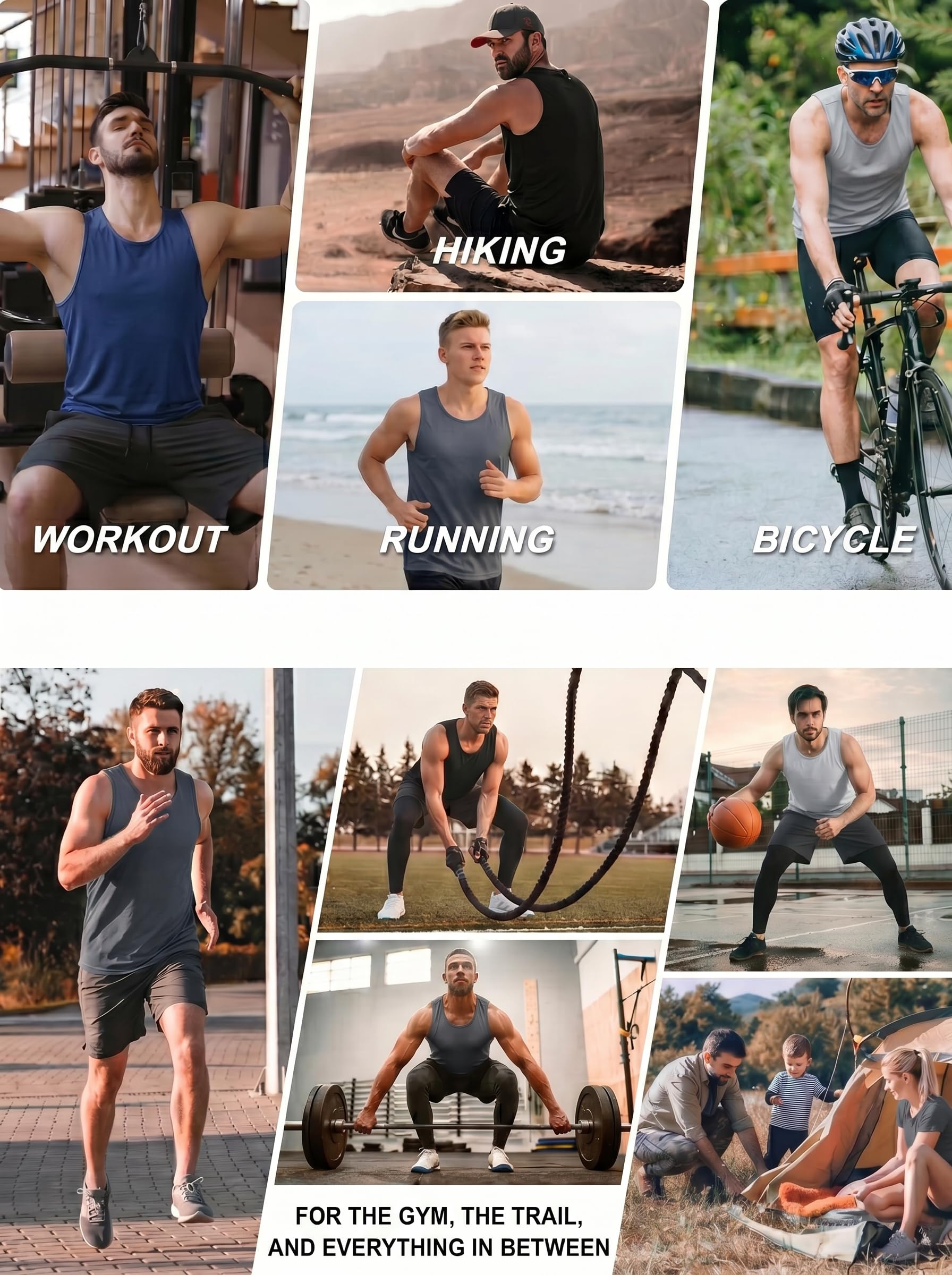 Veldtholos 4 Pack Men’s Workout Tank Tops Mesh Sleeveless Muscle Gym Shirts