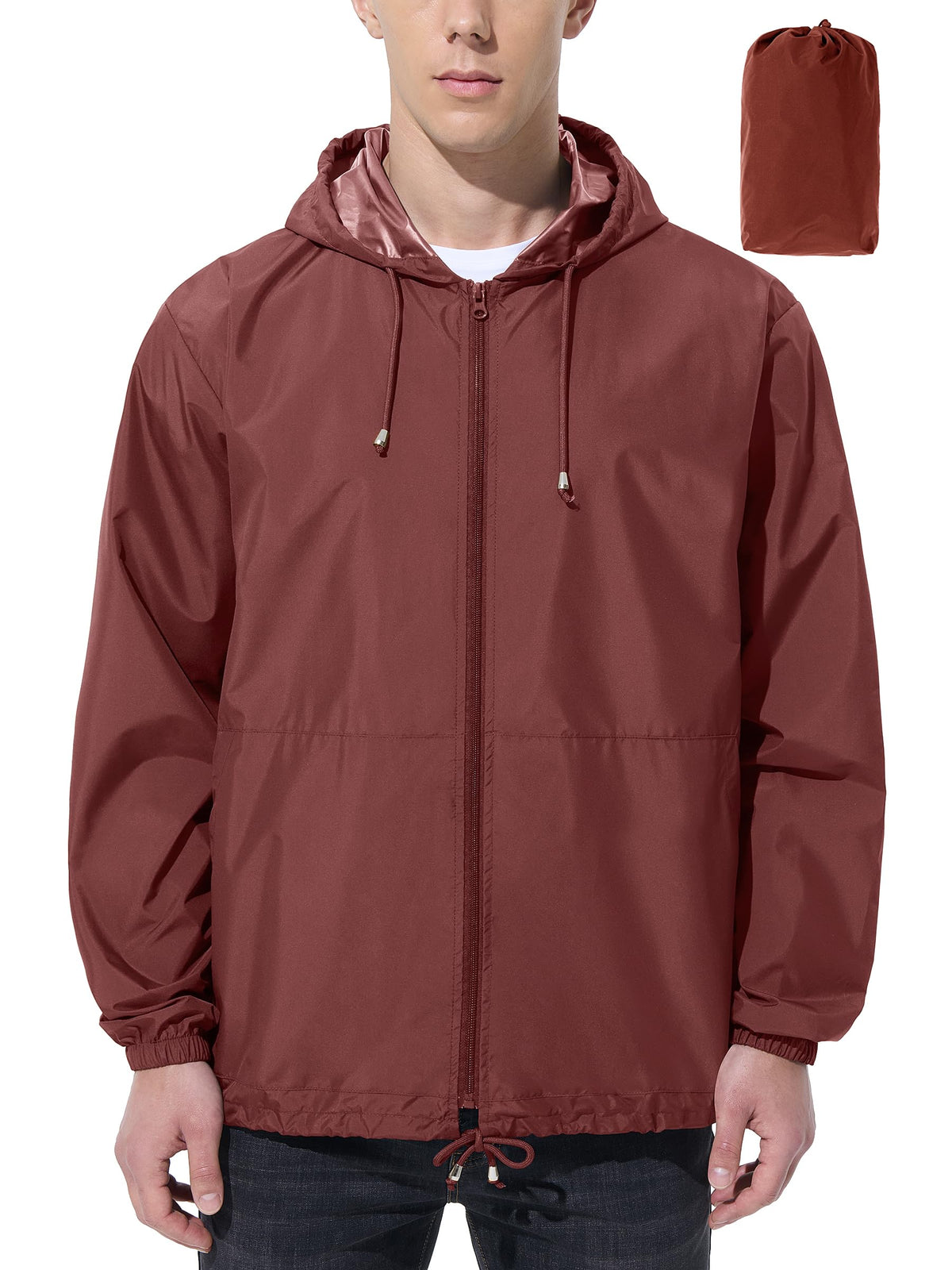 Men's Waterproof Lightweight Windbreaker Rain Jacket