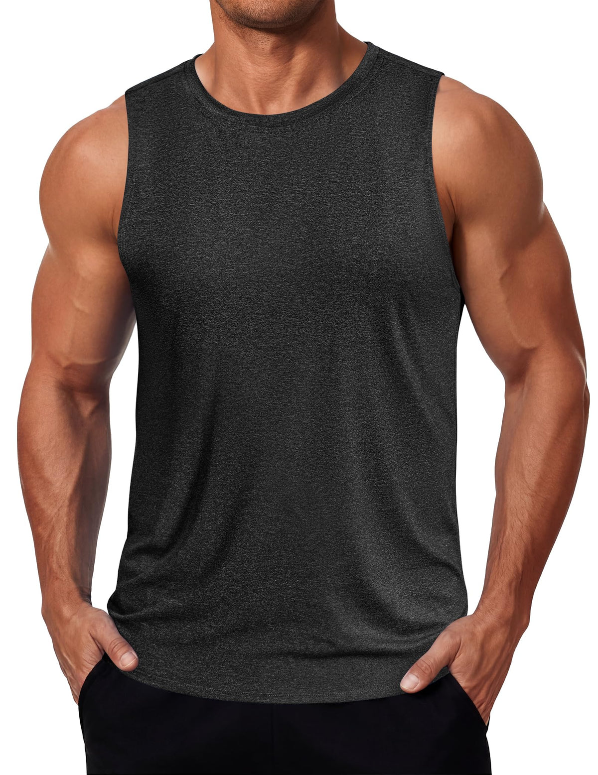 COOFANDY Mens Dry Fit Workout Tank Top Sleeveless Gym Muscle Shirt UPF 50+ Summer Running Athletic Tshirts