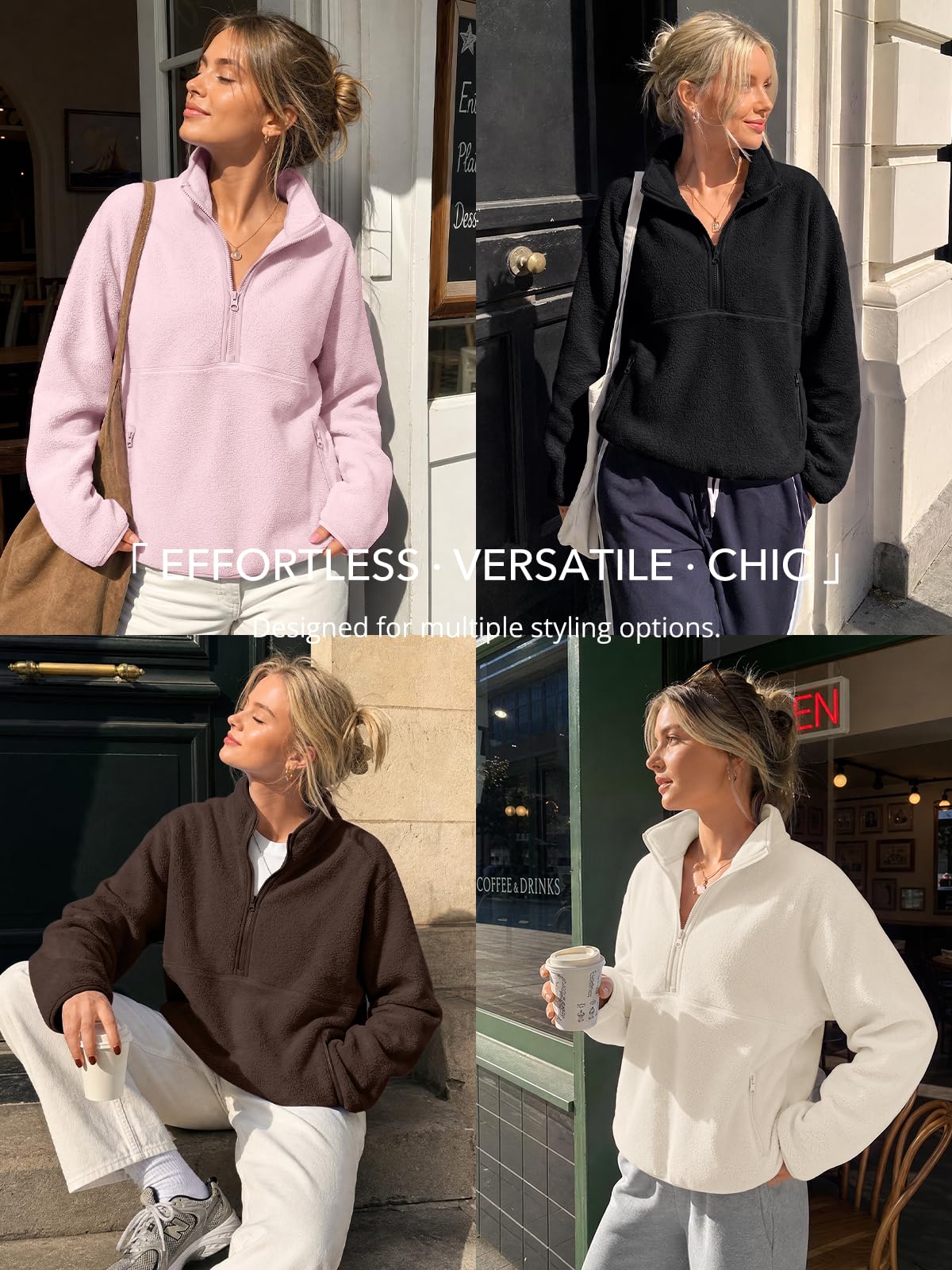 Women's Quarter-Zip Sherpa Fleece Pullover Jacket
