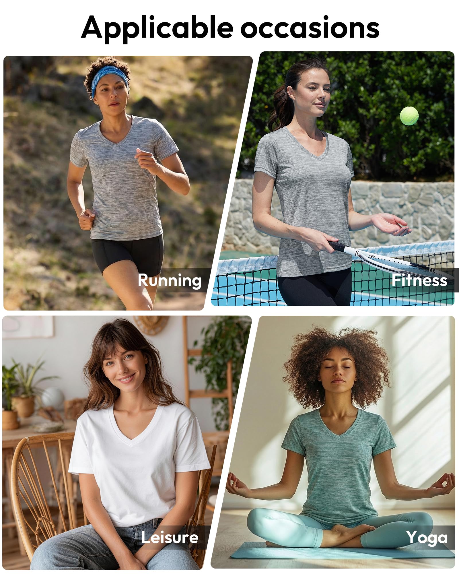 BALENNZ Workout Shirts for Women, Moisture Wicking Quick Dry Active Athletic Women's Gym Performance T Shirts