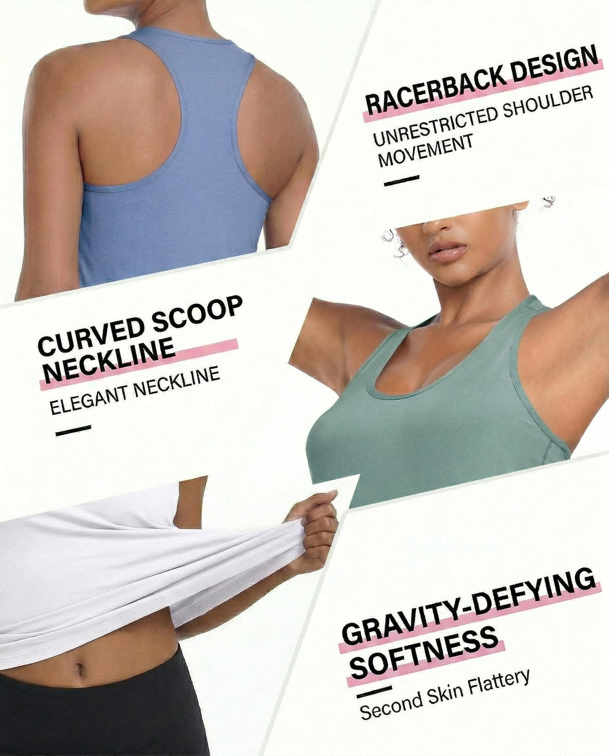 5 Pack Women's Workout Tank Tops Racerback Compression Sleeveless