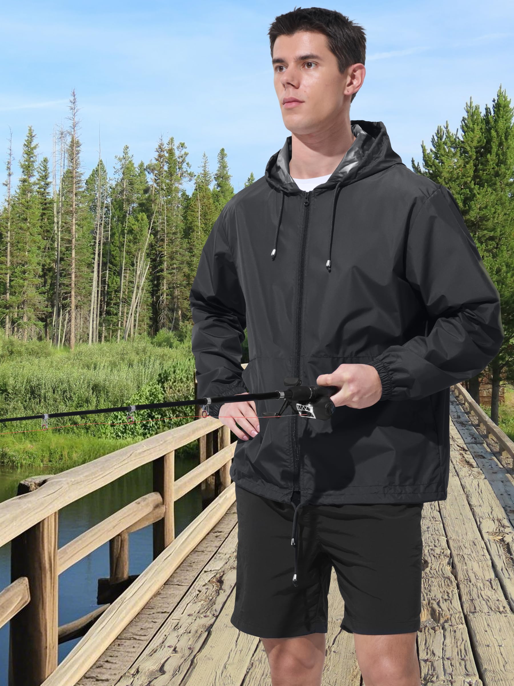 Men's Waterproof Lightweight Windbreaker Rain Jacket