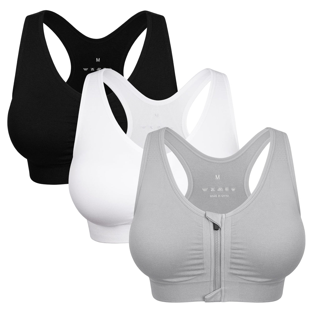 Women's Wireless Zip-Front Sports Bra for Workout Support