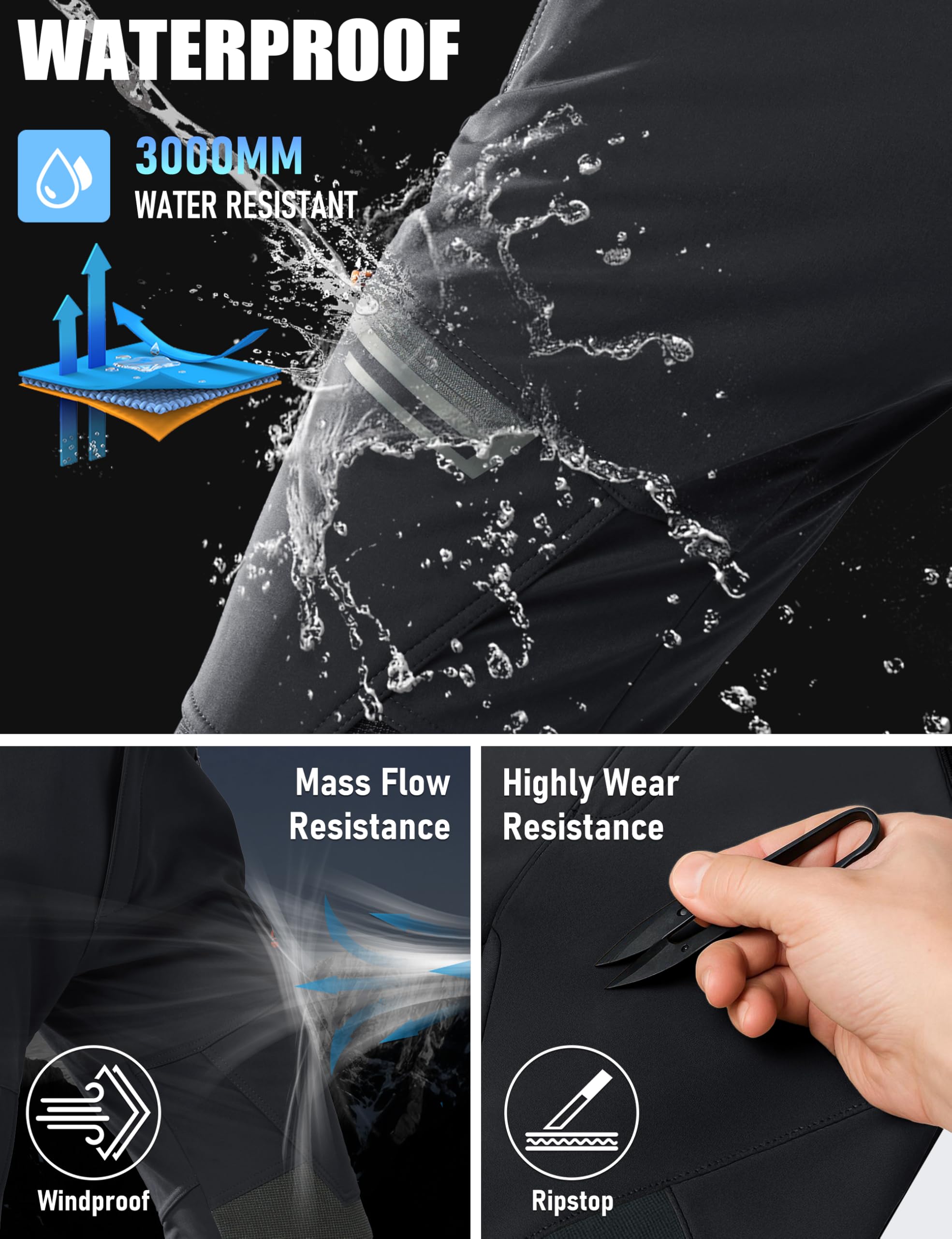Men's Insulated Fleece-Lined Water-Resistant Hiking Pants