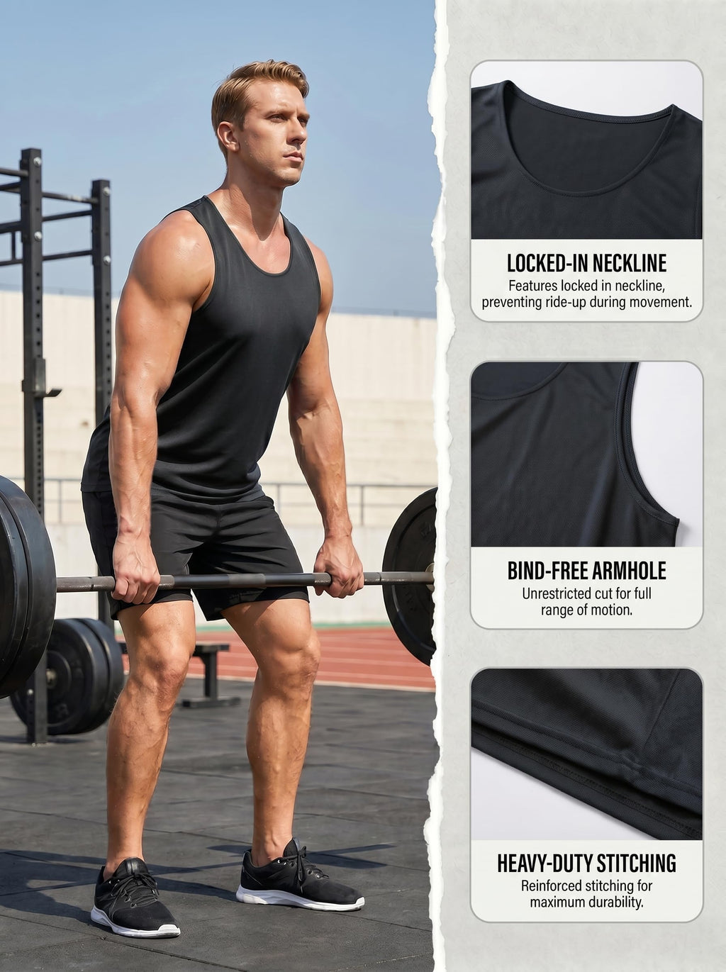 Veldtholos 4 Pack Men’s Workout Tank Tops Mesh Sleeveless Muscle Gym Shirts