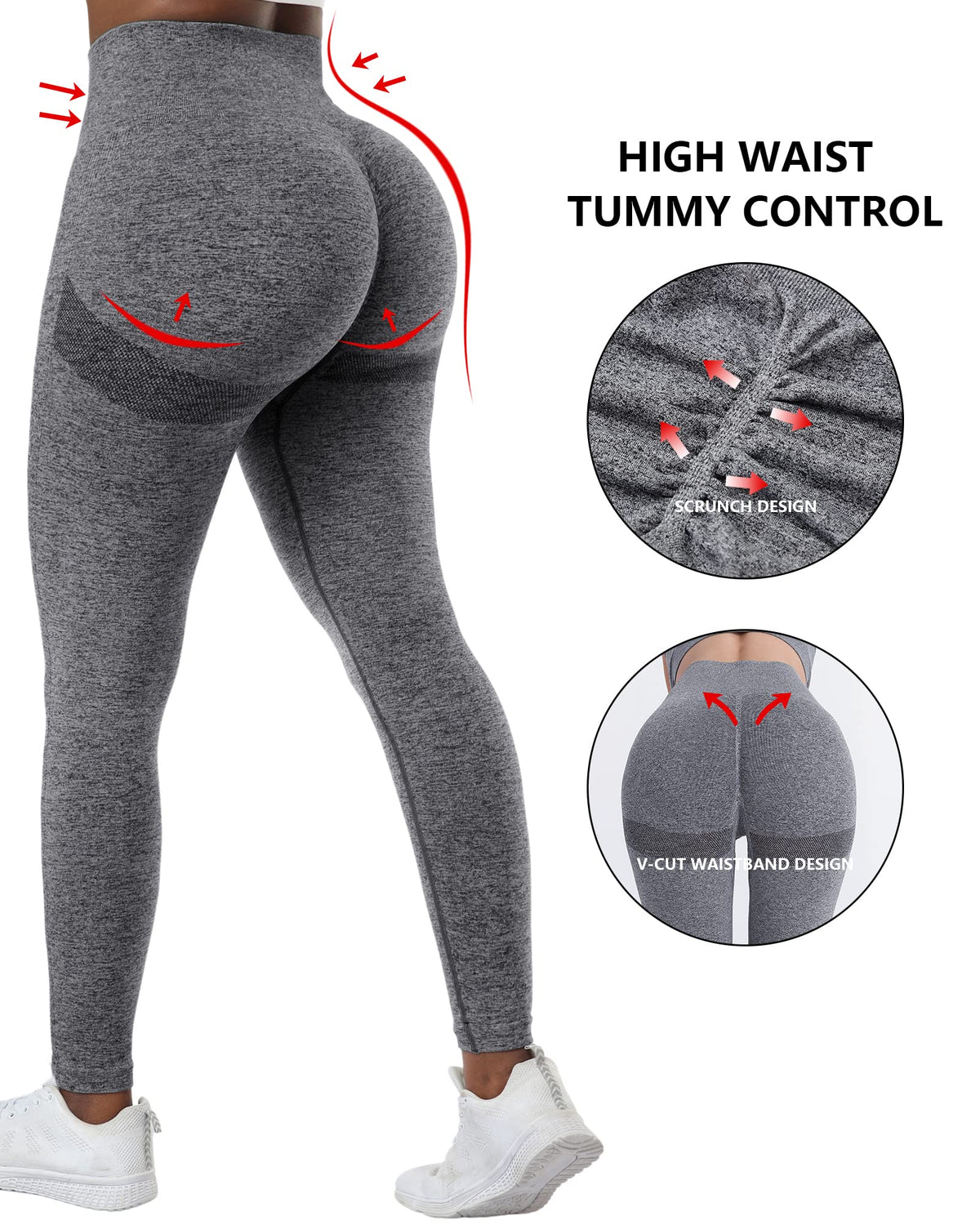 Women's 4-Piece Seamless Scrunch Butt-Lifting Leggings
