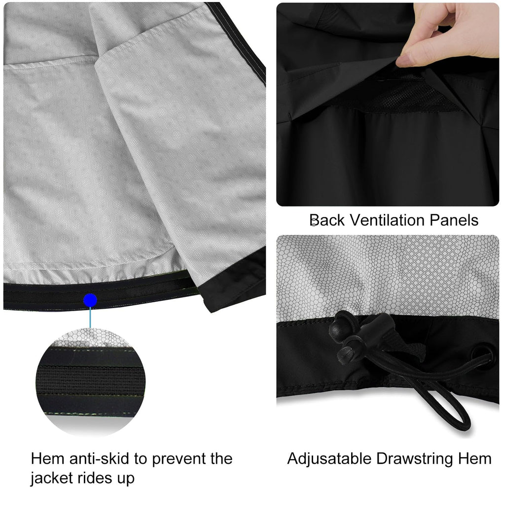Men's Waterproof Reflective Packable Rain Jacket
