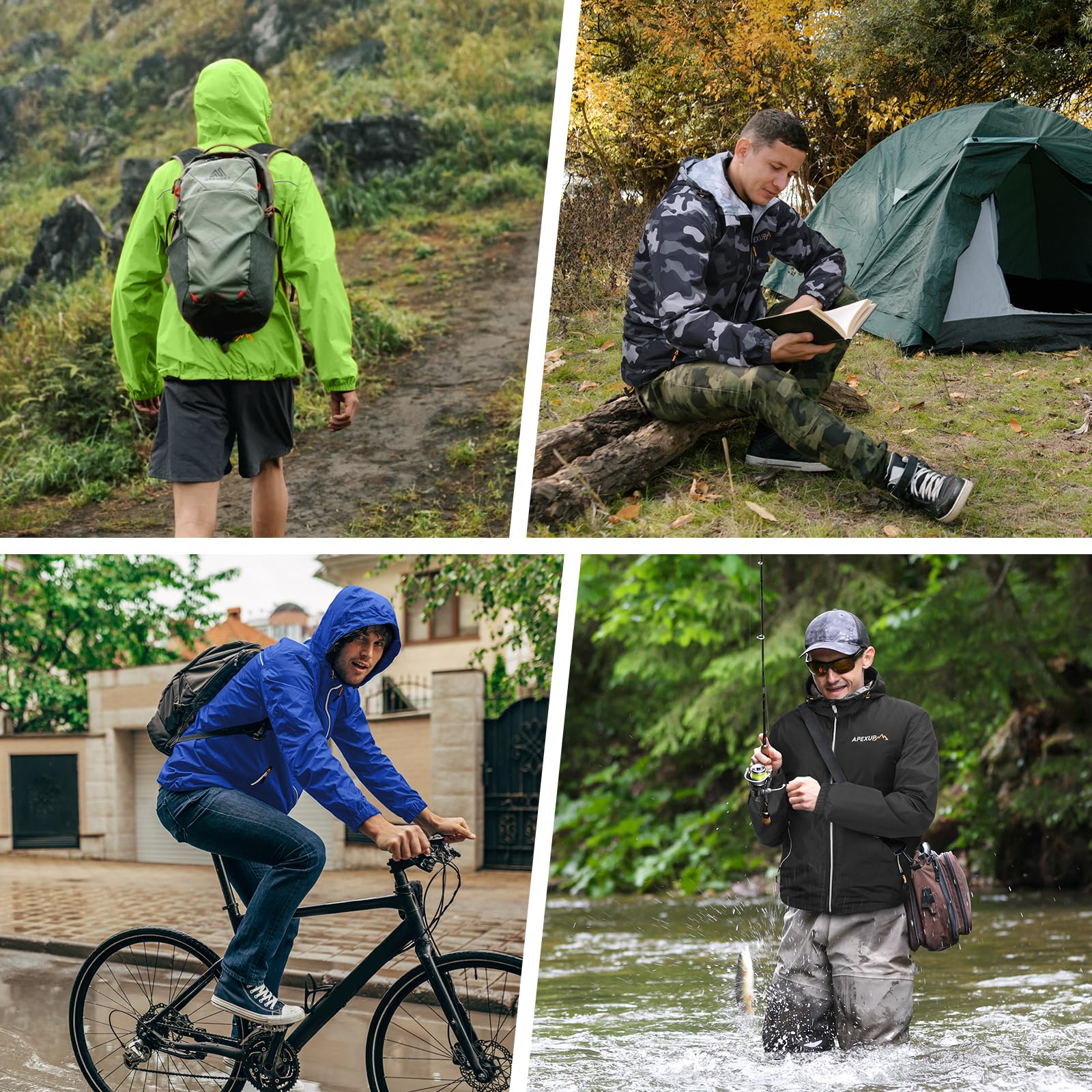 Men's Lightweight Waterproof Packable Hooded Rain Jacket