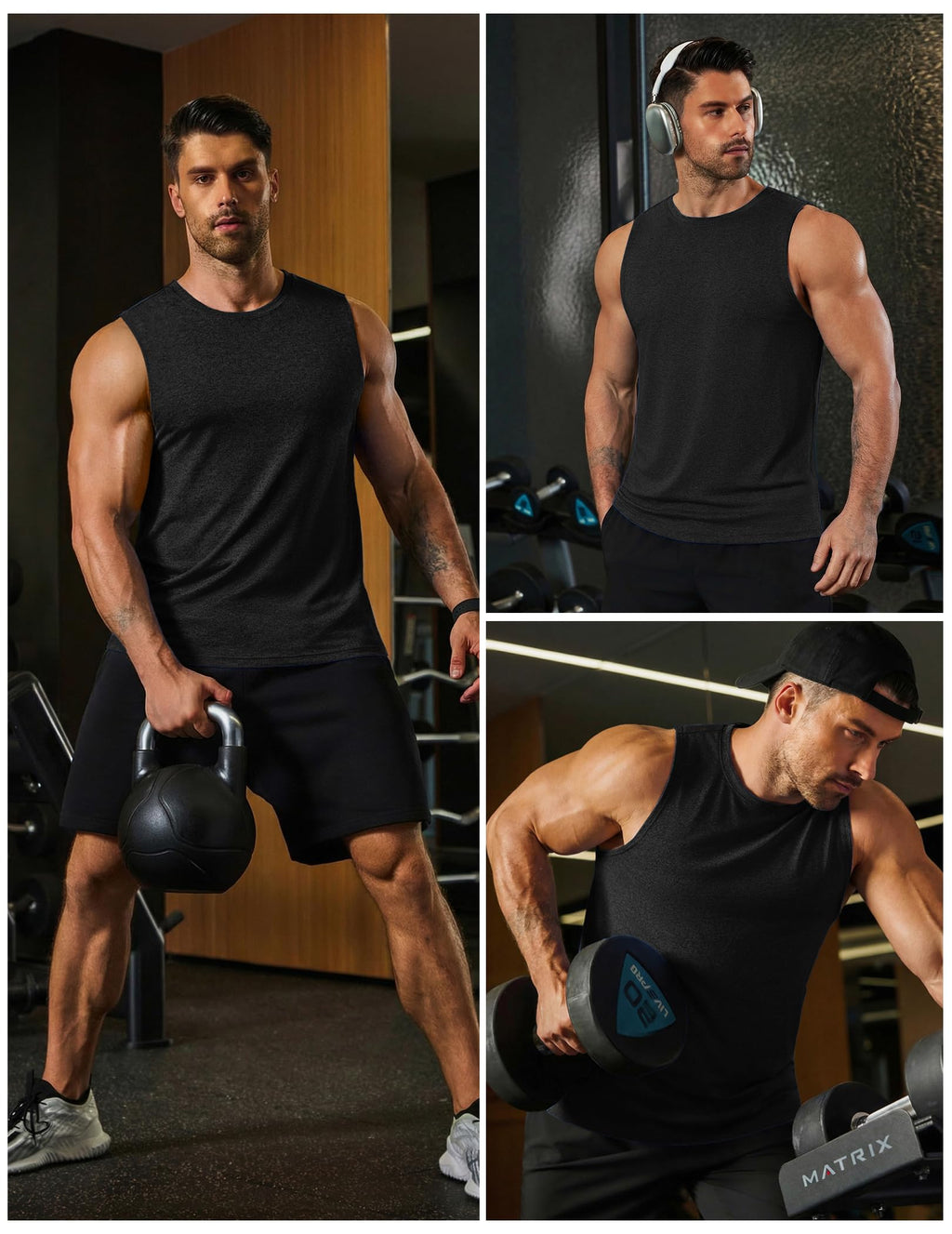 COOFANDY Mens Dry Fit Workout Tank Top Sleeveless Gym Muscle Shirt UPF 50+ Summer Running Athletic Tshirts
