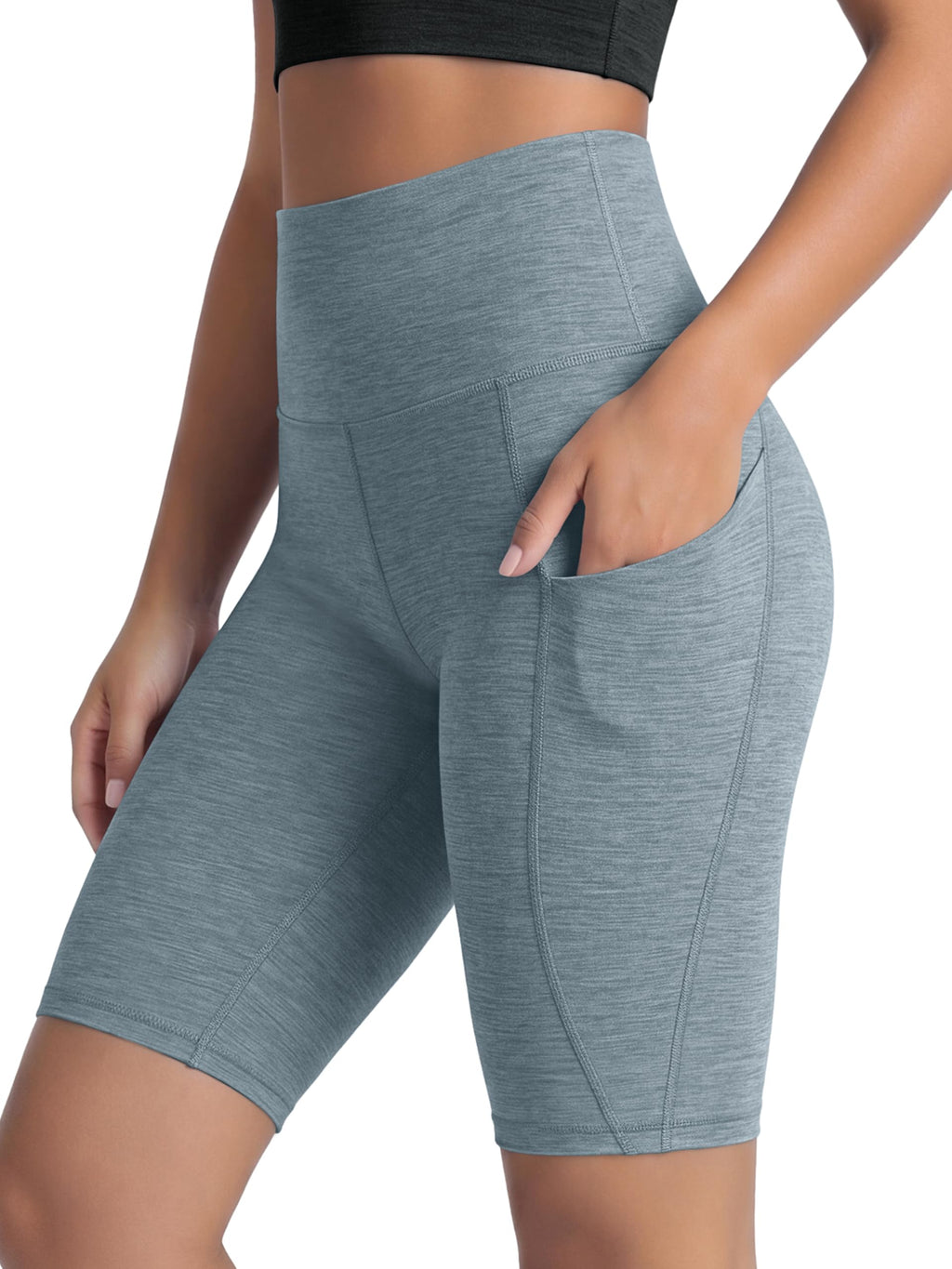 Women's High-Waist Tummy-Control Biker Shorts with Pockets