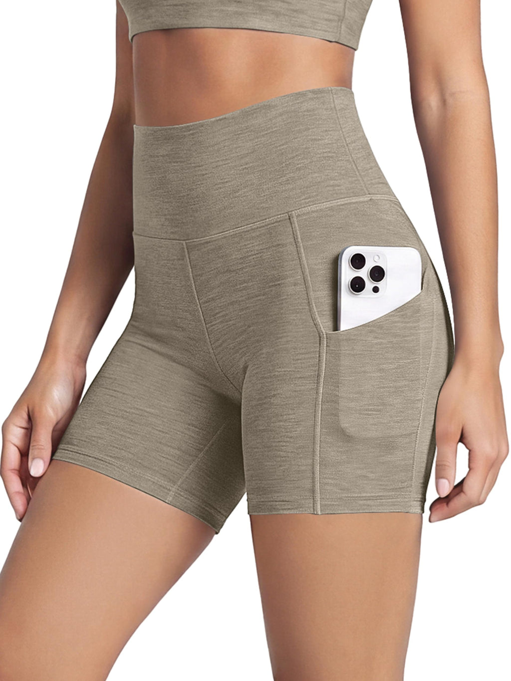 Women's High-Waist Tummy-Control Biker Shorts with Pockets