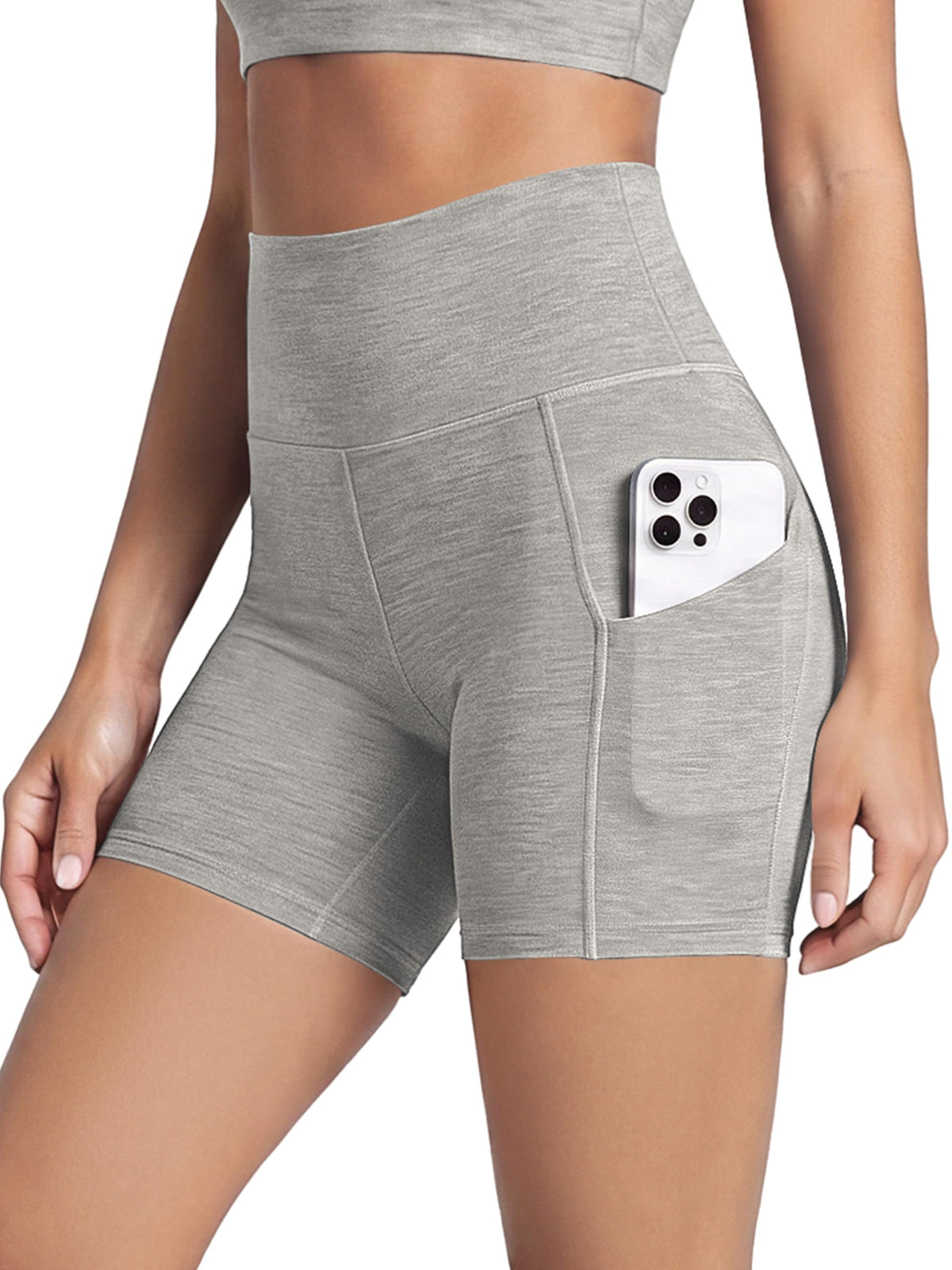 Women's High-Waist Tummy-Control Biker Shorts with Pockets