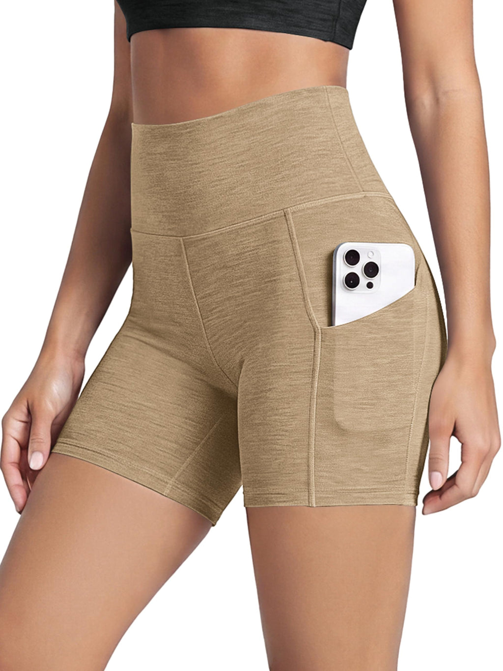 Women's High-Waist Tummy-Control Biker Shorts with Pockets