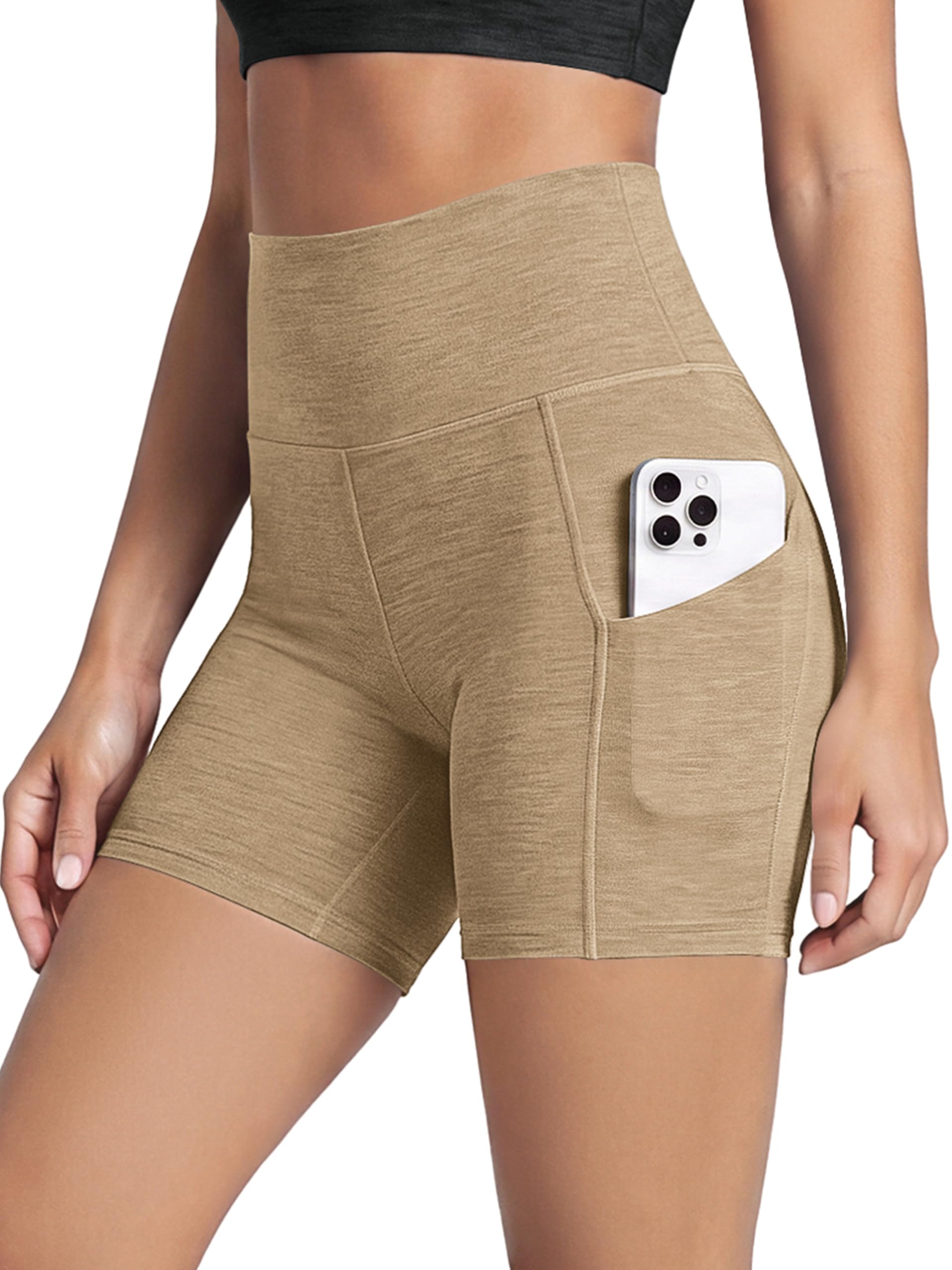 Women's High-Waist Tummy-Control Biker Shorts with Pockets