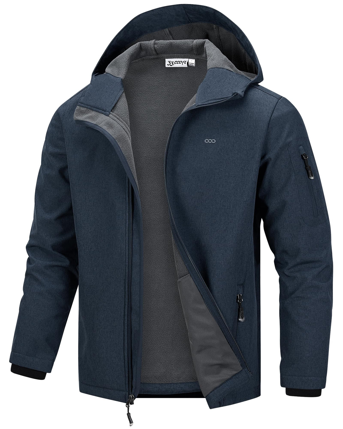 Men's Waterproof Hooded Fleece-Lined Rain Shell Jacket