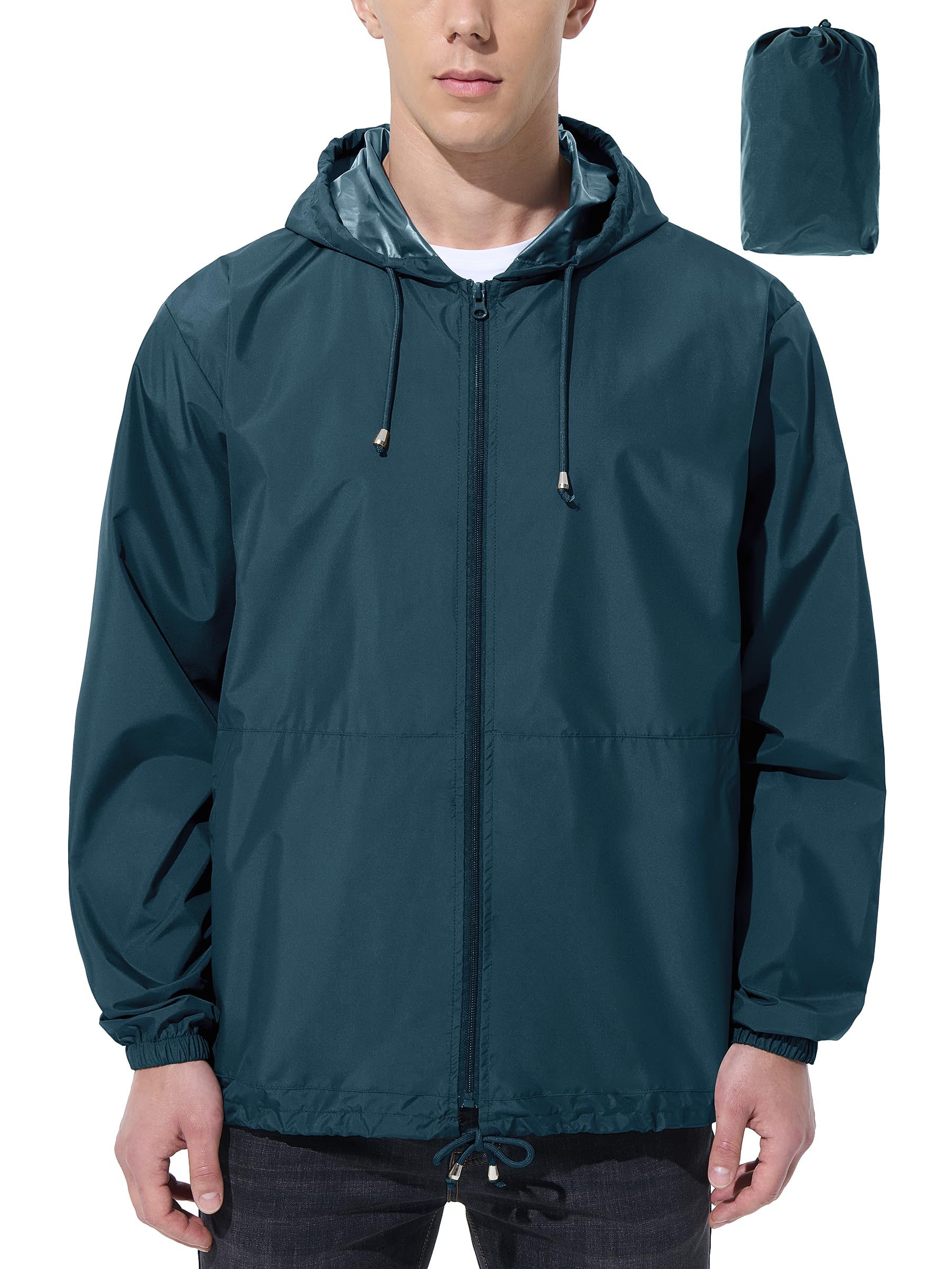 Men's Waterproof Lightweight Windbreaker Rain Jacket