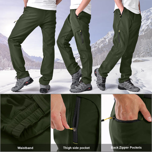 Men's Insulated Fleece-Lined Water-Repellent Hiking Pants