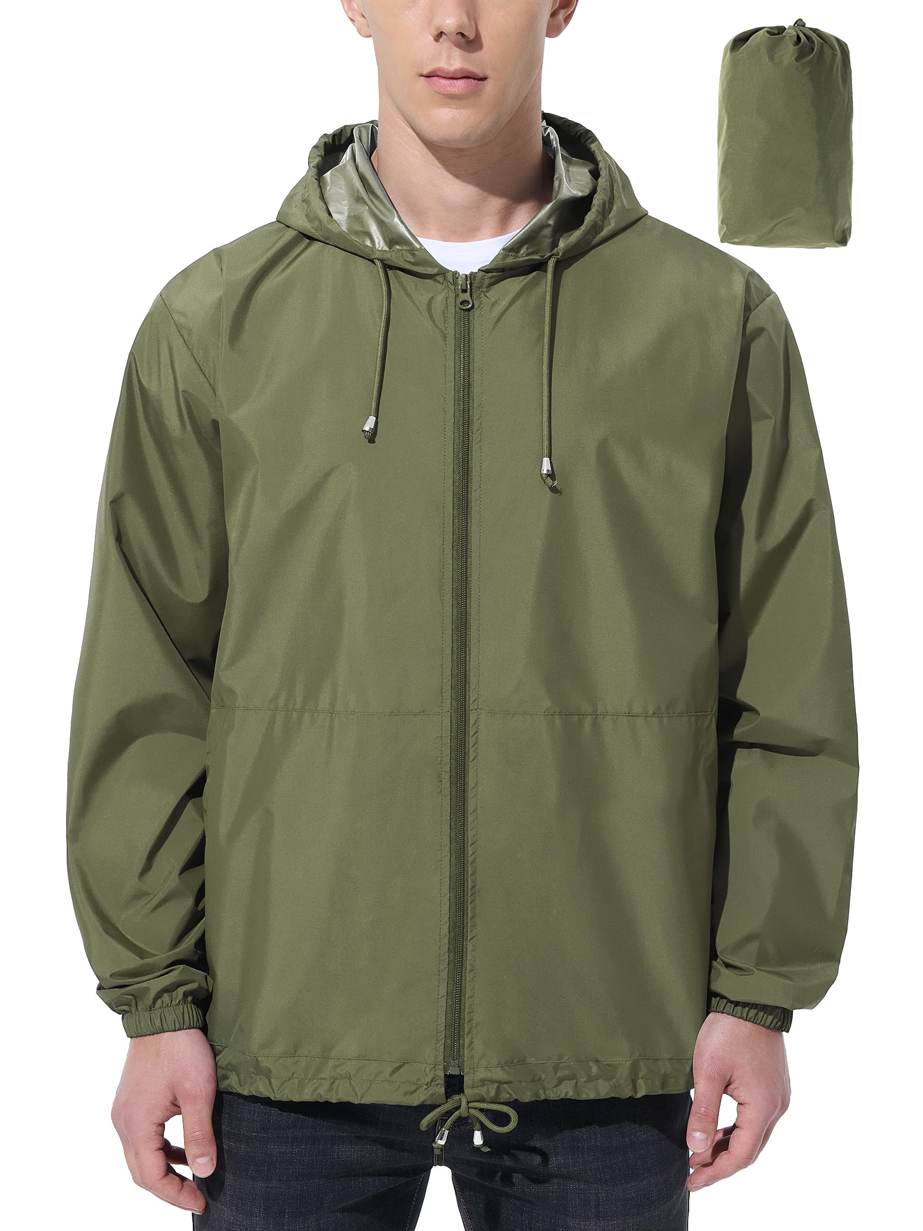 Men's Waterproof Lightweight Windbreaker Rain Jacket