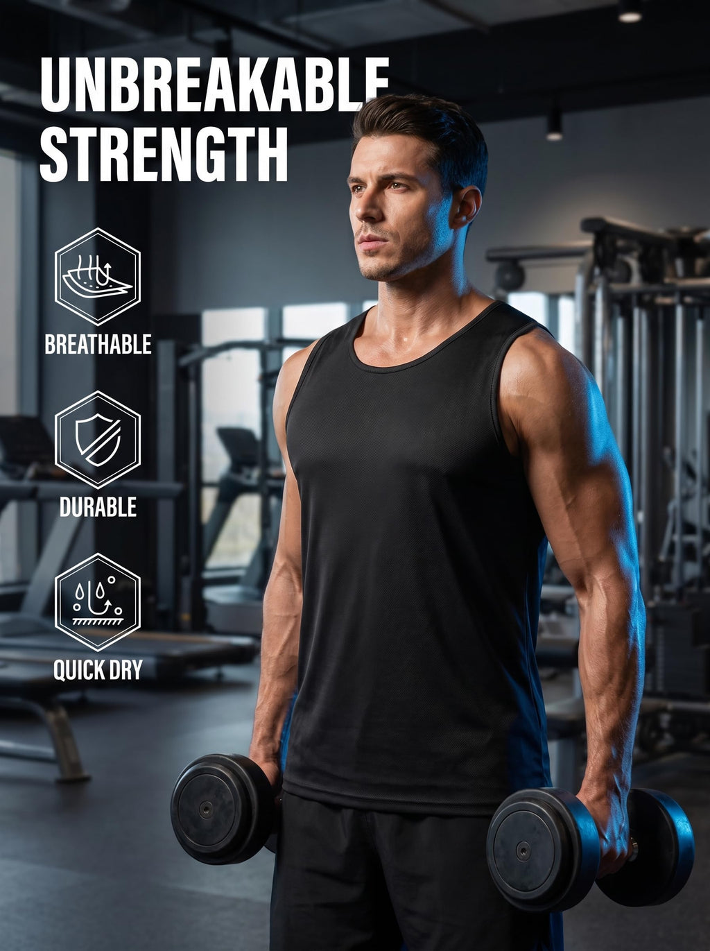 Veldtholos 4 Pack Men’s Workout Tank Tops Mesh Sleeveless Muscle Gym Shirts
