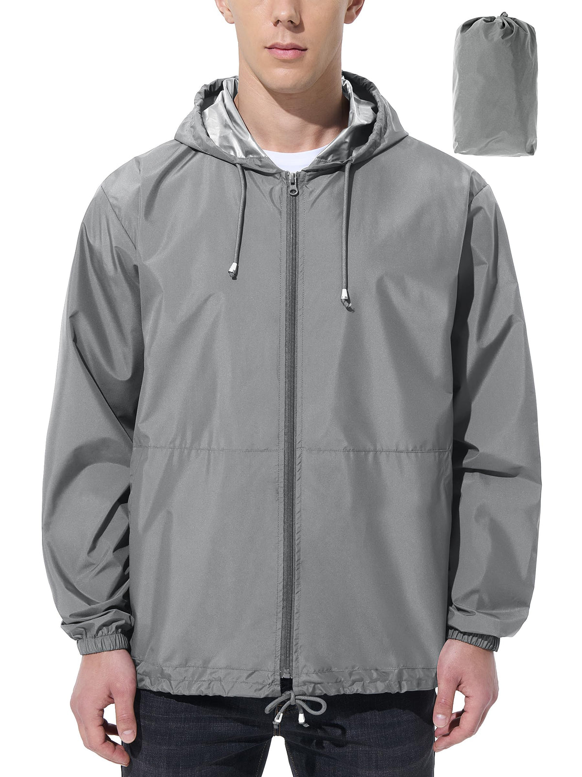 Men's Waterproof Lightweight Windbreaker Rain Jacket