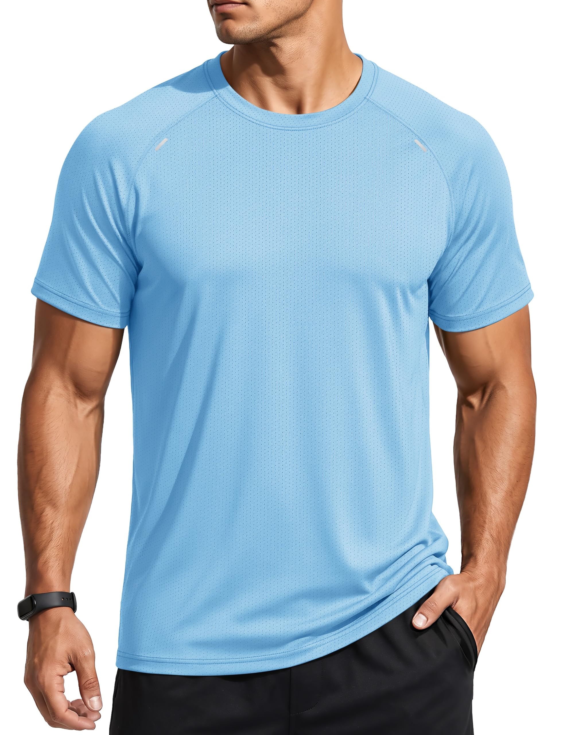 TACVASEN Men's Workout Shirts Dry Fit Mesh Short Sleeve Athletic T-Shirts
