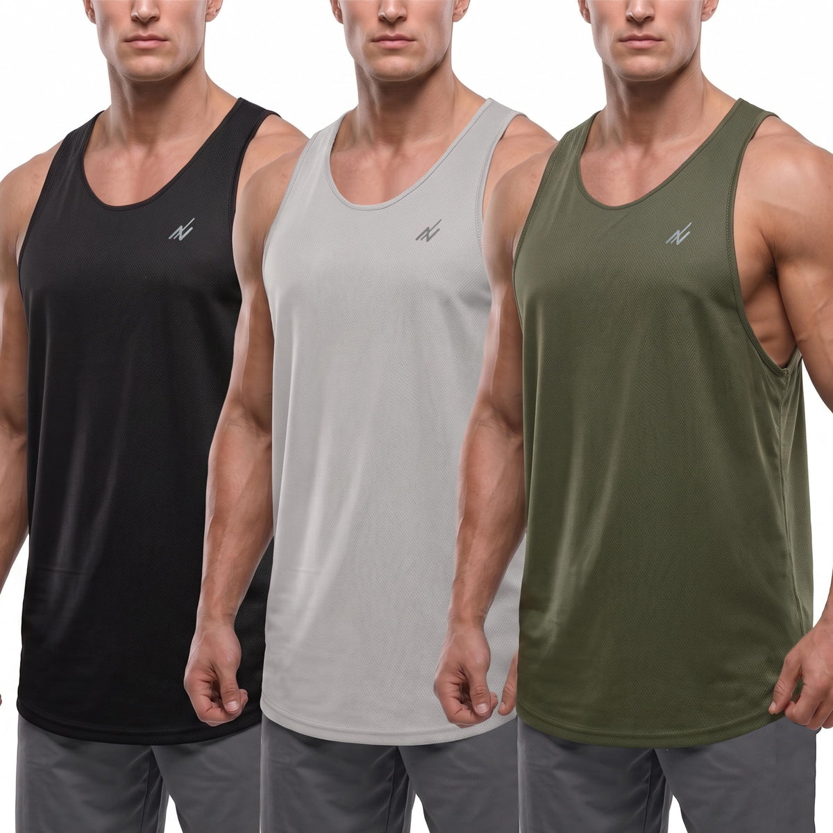 3 Pack Breathable Mesh Mens Tank Top Y-Back Workout Muscle Shirts for Gym