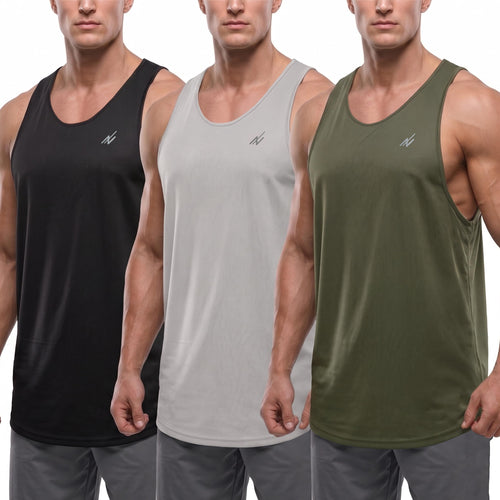 3 Pack Breathable Mesh Mens Tank Top Y-Back Workout Muscle Shirts for Gym