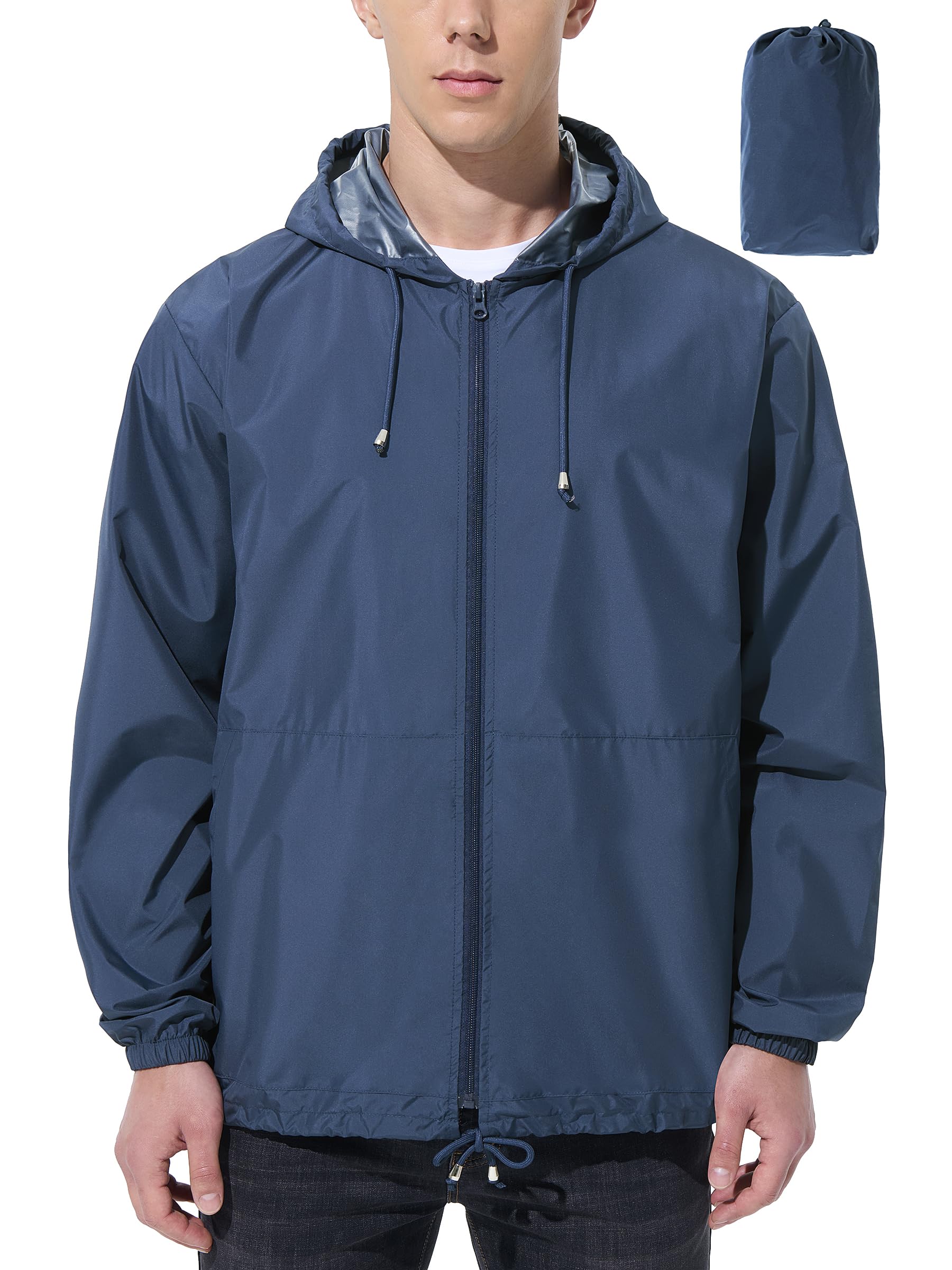 Men's Waterproof Lightweight Windbreaker Rain Jacket