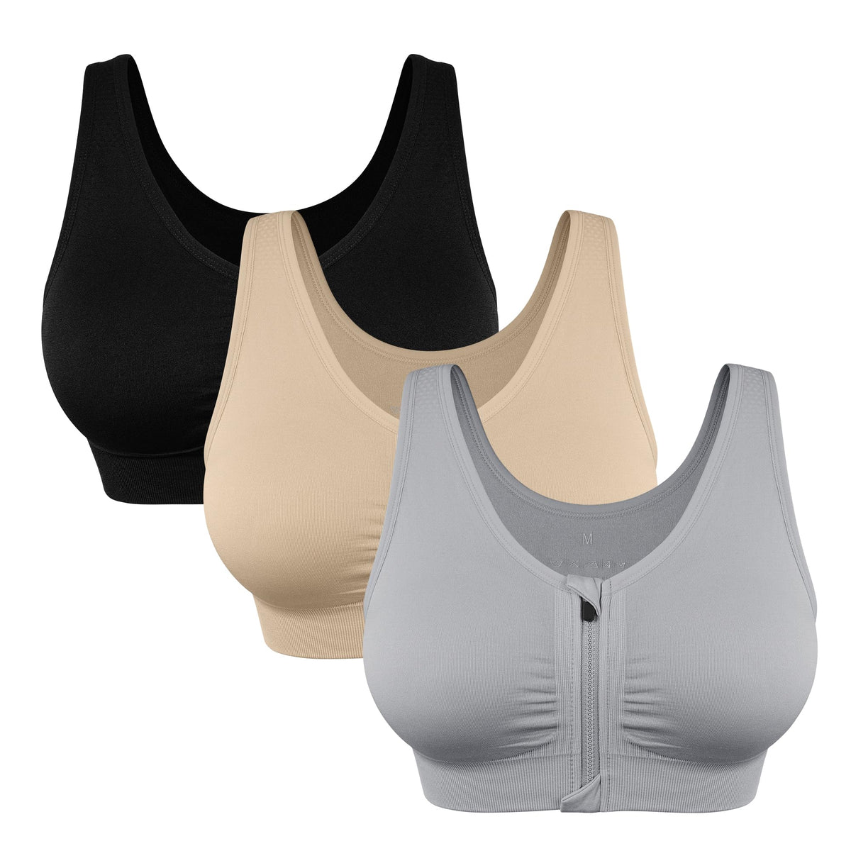 Women's Wireless Zip-Front Sports Bra for Workout Support