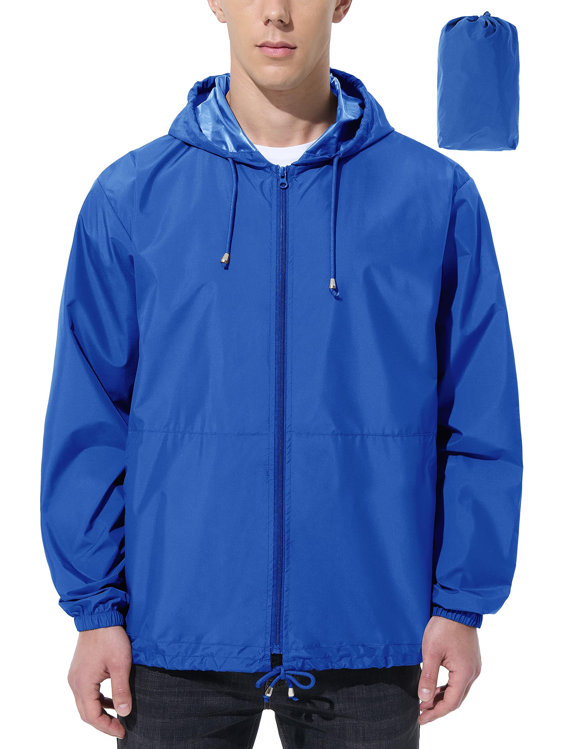 Men's Waterproof Lightweight Windbreaker Rain Jacket