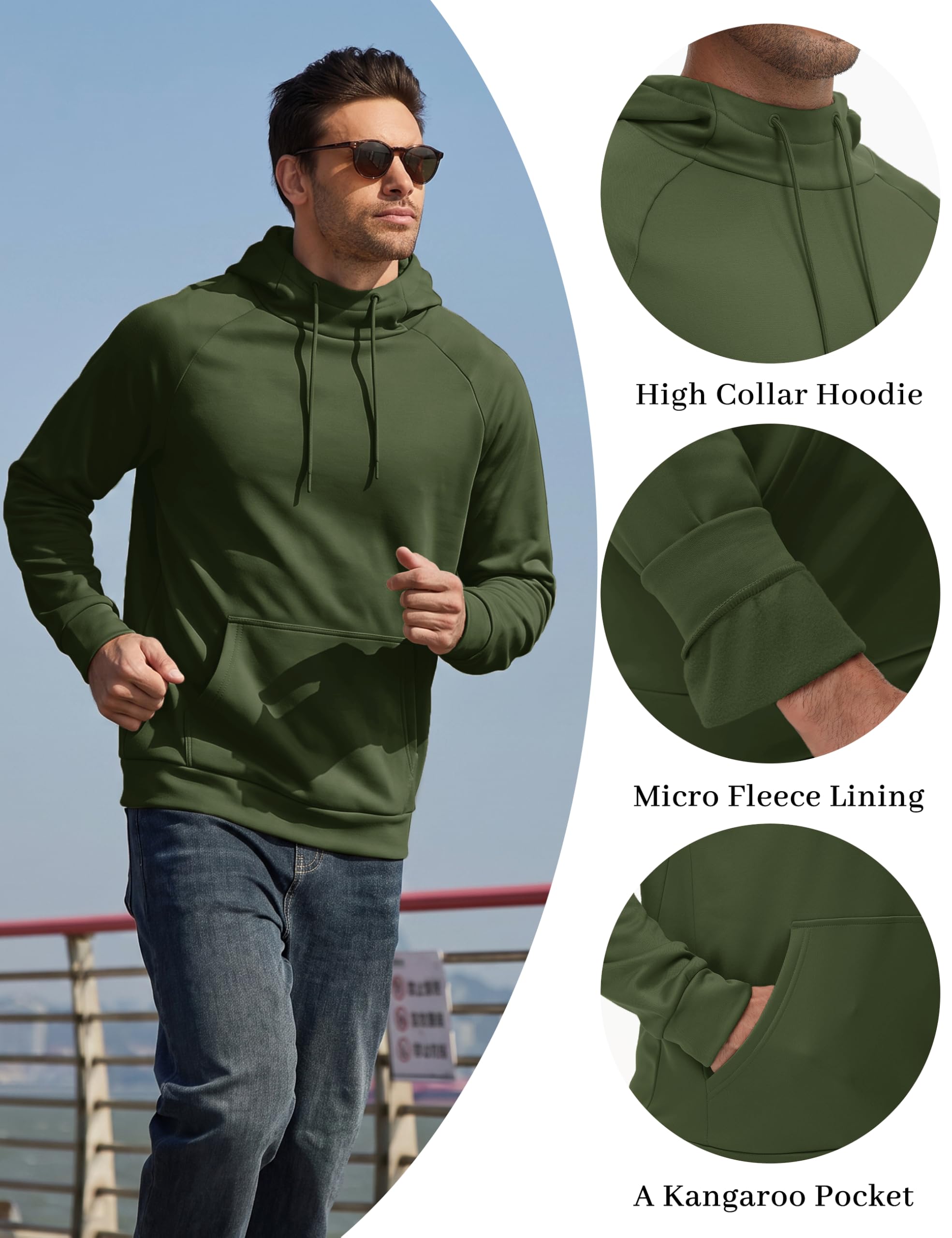 Men's Fleece-Lined Pullover Hoodie with Kangaroo Pocket