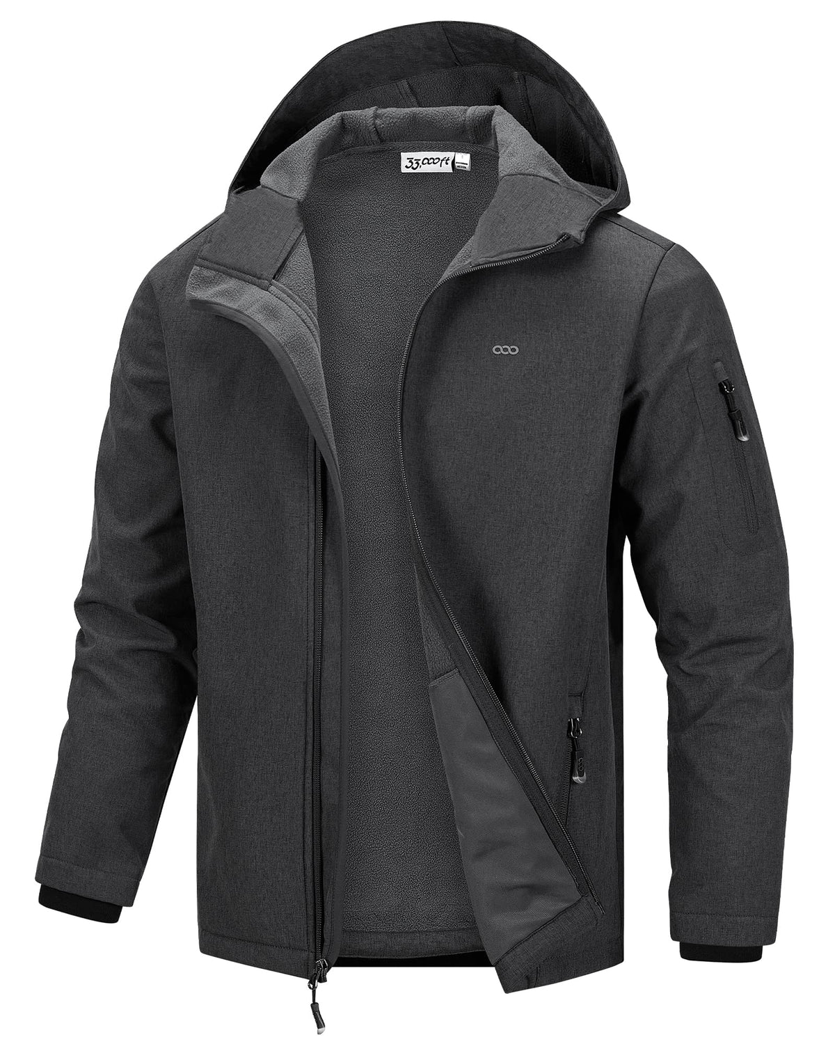 Men's Waterproof Hooded Fleece-Lined Rain Shell Jacket